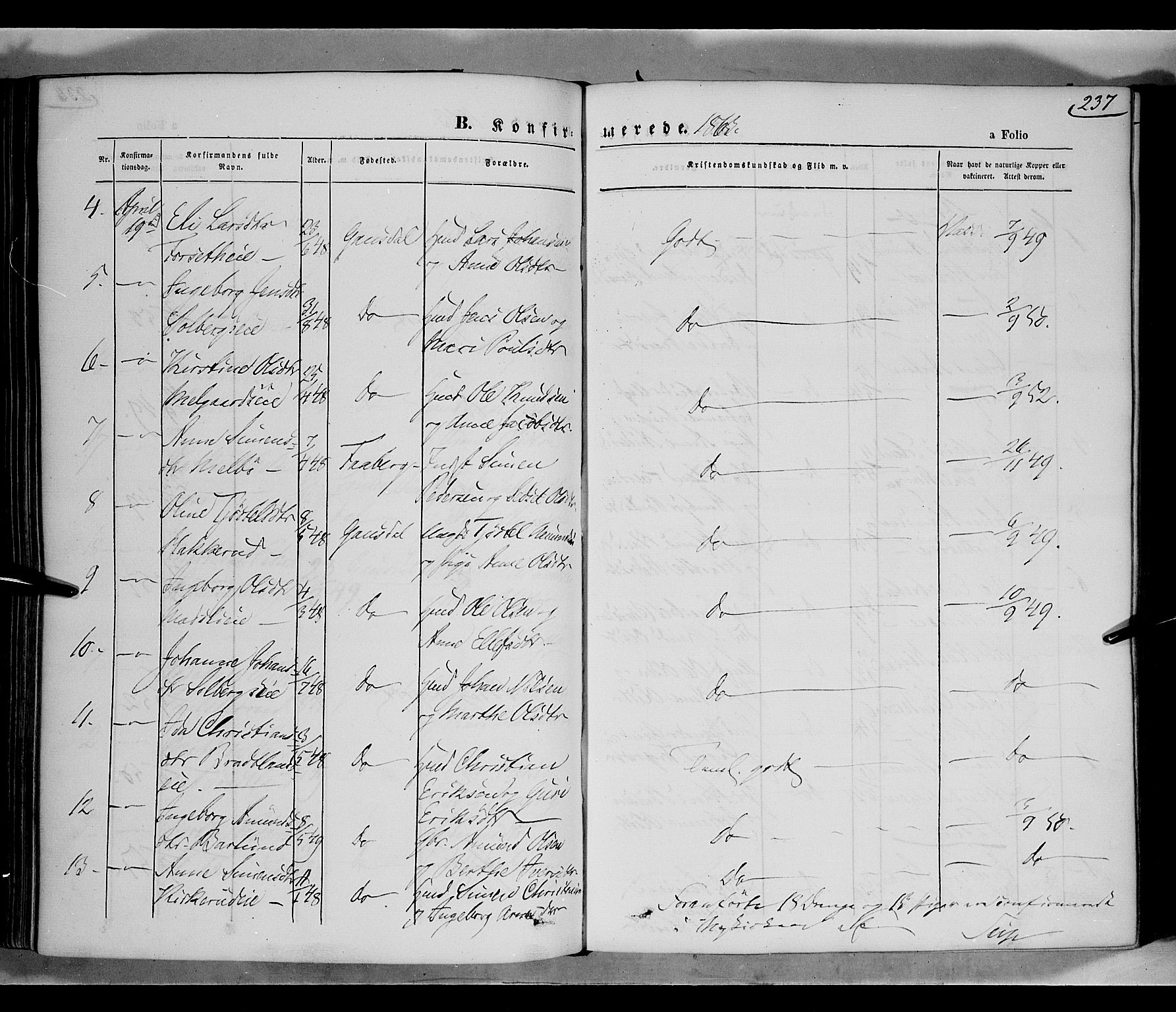 Gausdal prestekontor, AV/SAH-PREST-090/H/Ha/Haa/L0009: Parish register (official) no. 9, 1862-1873, p. 237