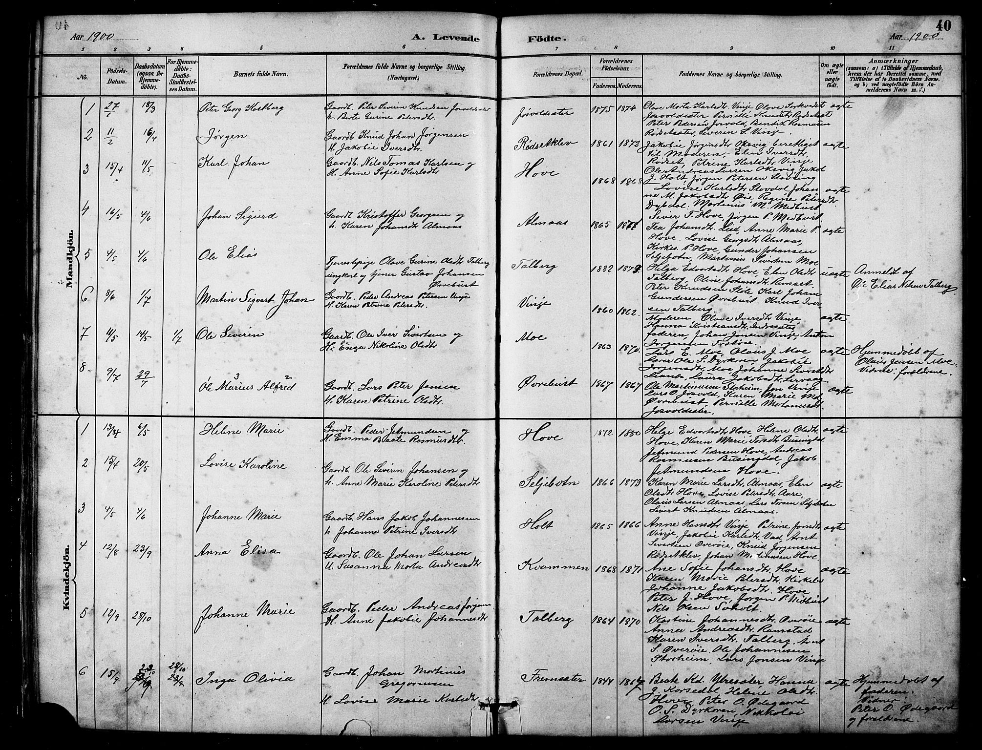 Ministerialprotokoller, klokkerbøker og fødselsregistre - Møre og Romsdal, AV/SAT-A-1454/521/L0302: Parish register (copy) no. 521C03, 1882-1907, p. 40