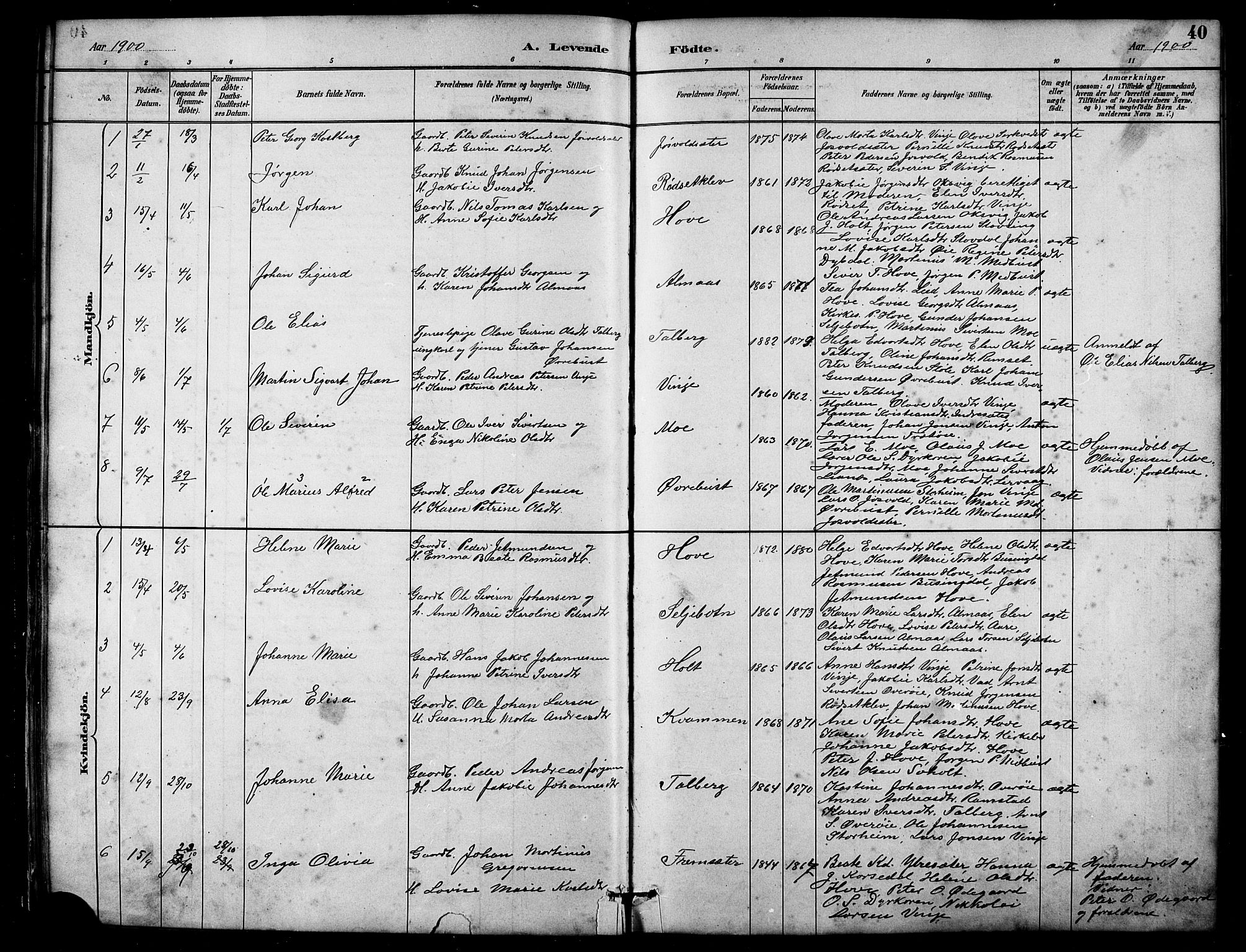 Ministerialprotokoller, klokkerbøker og fødselsregistre - Møre og Romsdal, AV/SAT-A-1454/521/L0302: Parish register (copy) no. 521C03, 1882-1907, p. 40