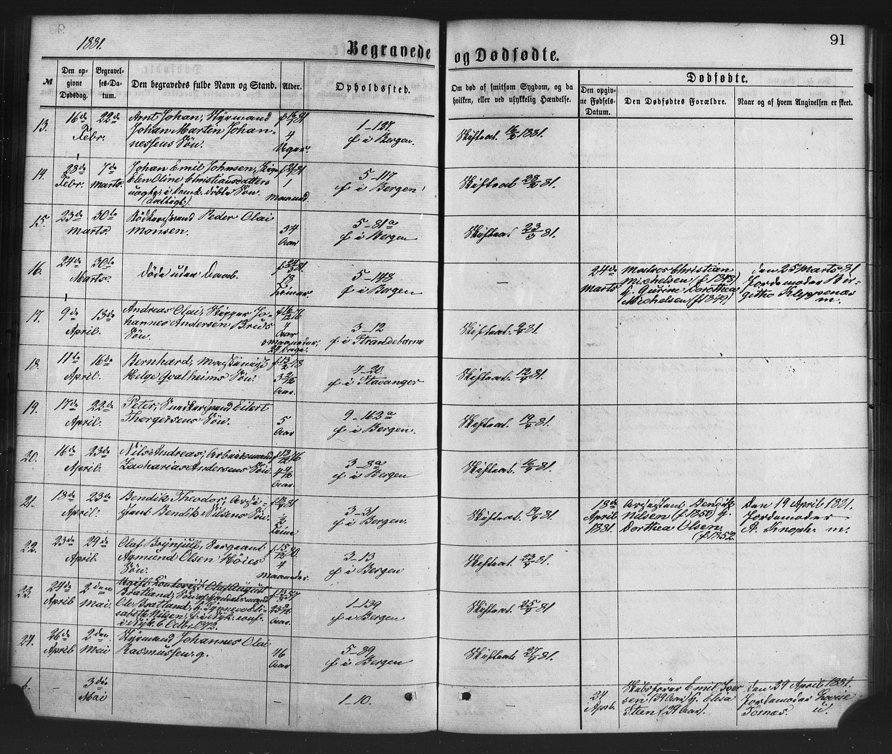 Nykirken Sokneprestembete, AV/SAB-A-77101/H/Haa/L0043: Parish register (official) no. E 3, 1869-1882, p. 91