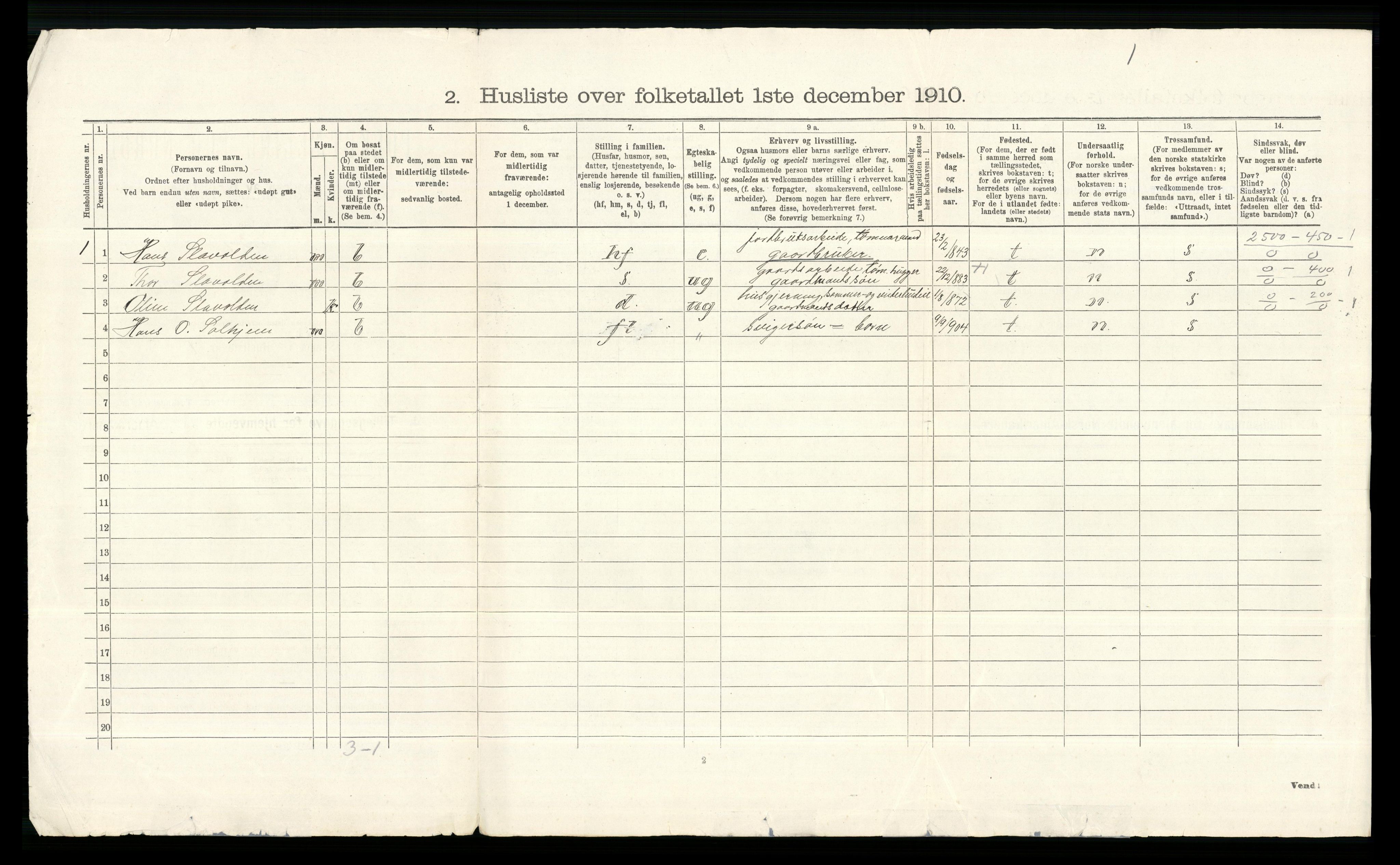 RA, 1910 census for Ringebu, 1910, p. 49