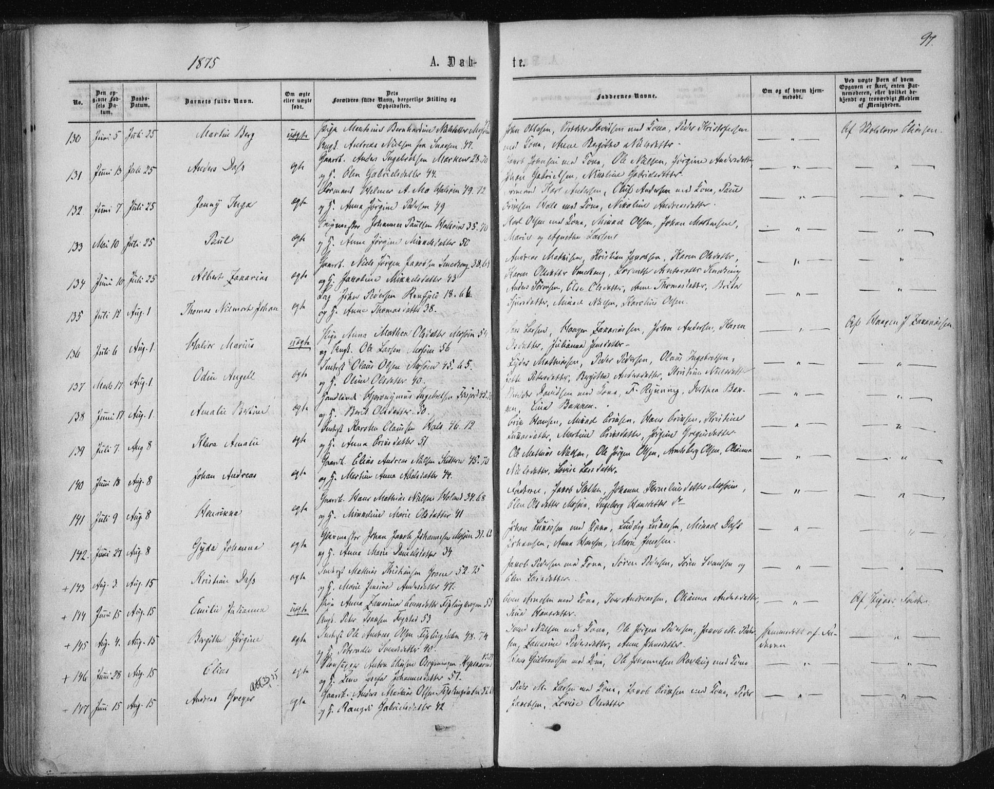 Ministerialprotokoller, klokkerbøker og fødselsregistre - Nordland, SAT/A-1459/820/L0294: Parish register (official) no. 820A15, 1866-1879, p. 97