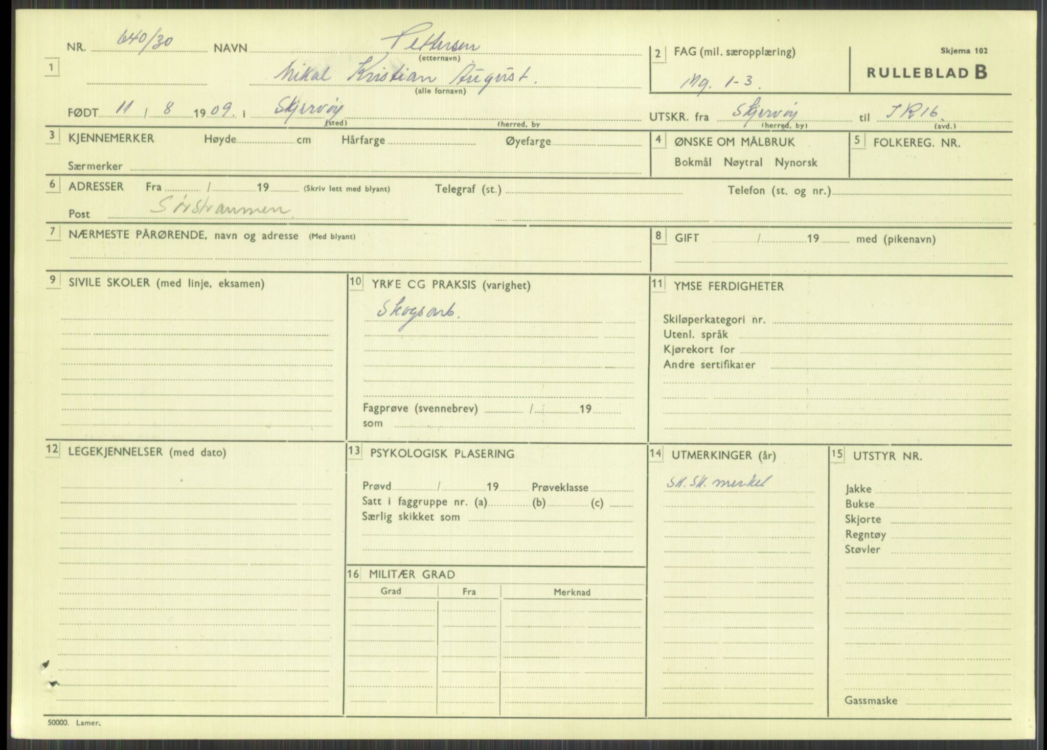 Forsvaret, Troms infanteriregiment nr. 16, AV/RA-RAFA-3146/P/Pa/L0014: Rulleblad for regimentets menige mannskaper, årsklasse 1930, 1930, p. 889