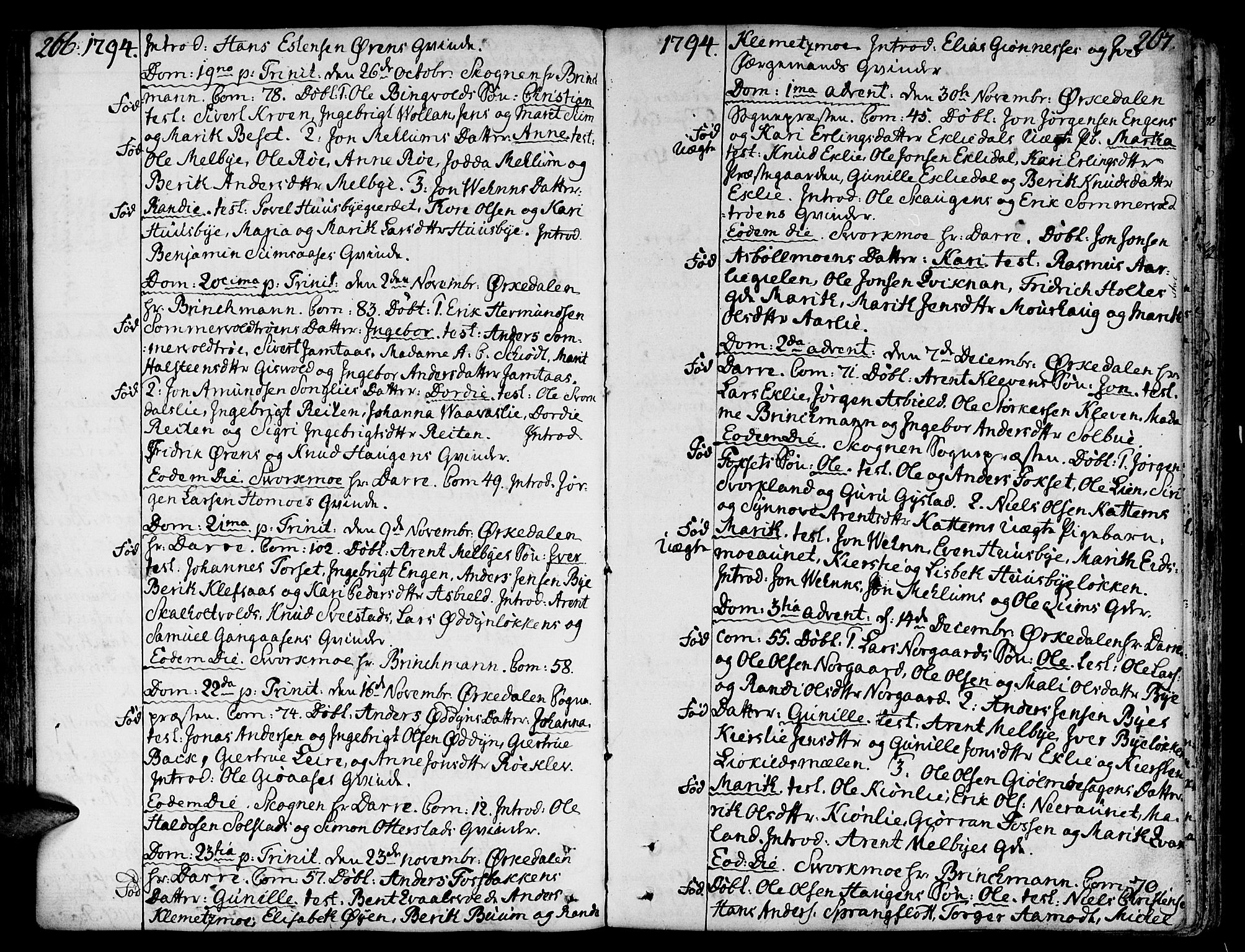 Ministerialprotokoller, klokkerbøker og fødselsregistre - Sør-Trøndelag, SAT/A-1456/668/L0802: Parish register (official) no. 668A02, 1776-1799, p. 266-267