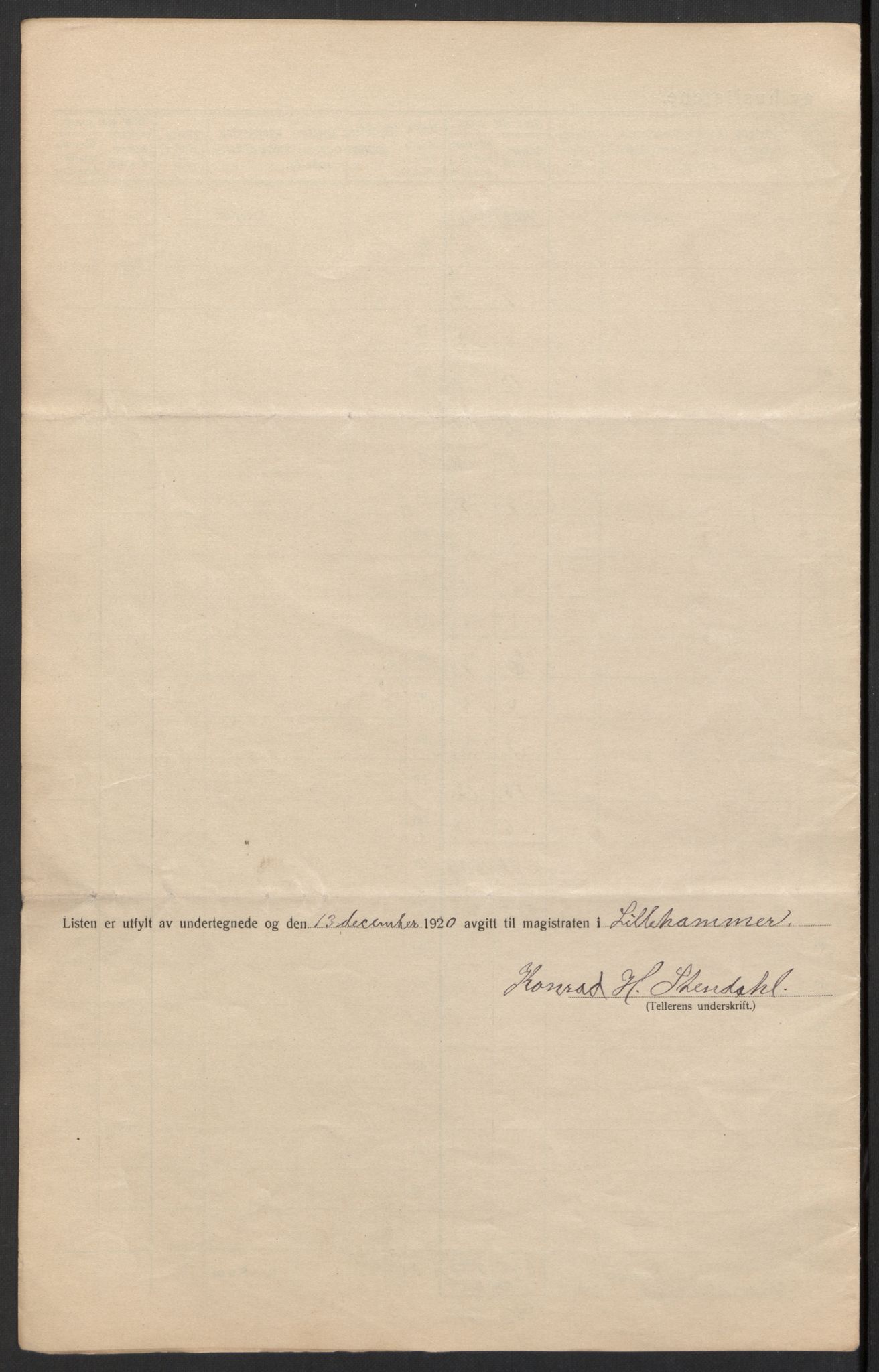 SAH, 1920 census for Lillehammer, 1920, p. 17