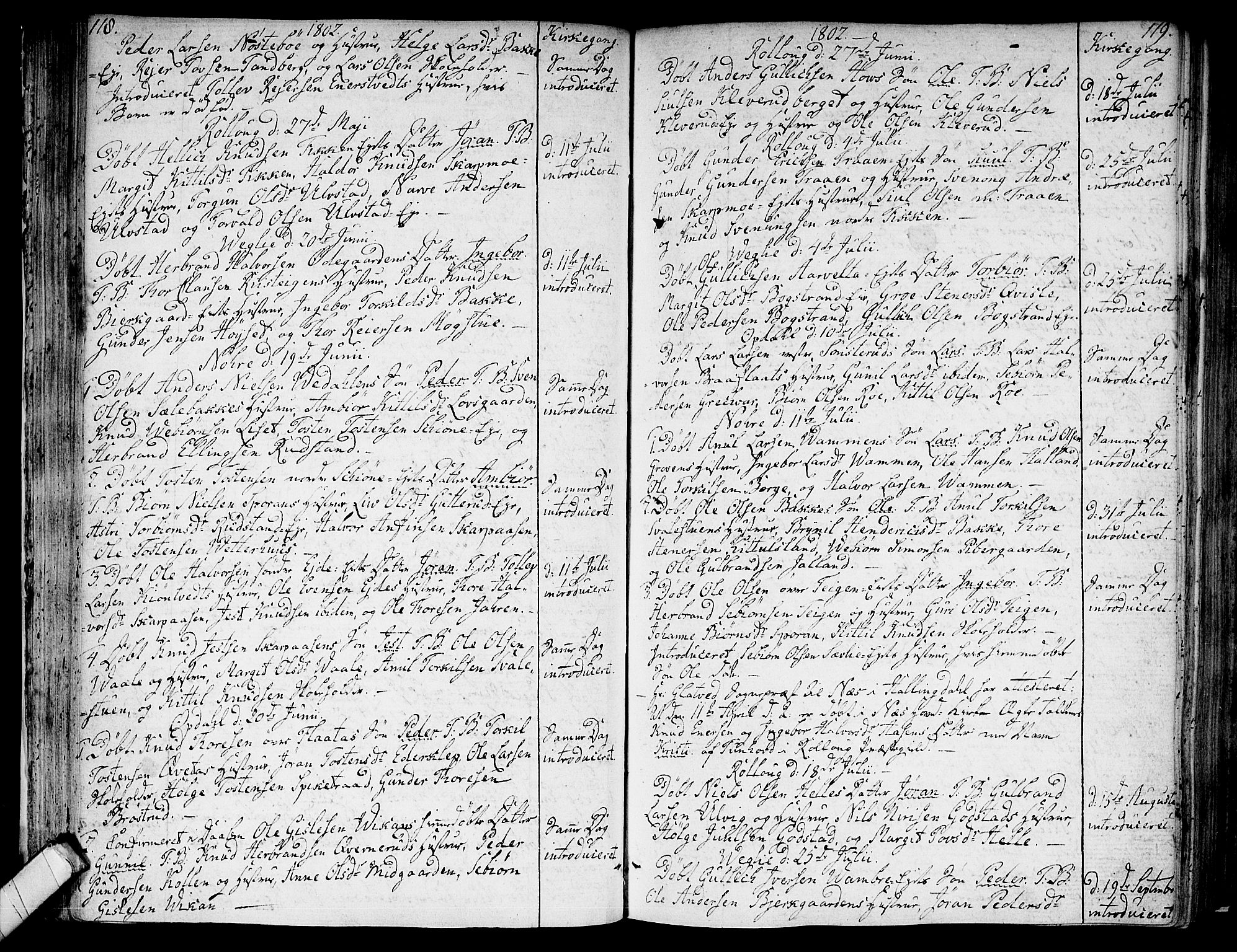 Rollag kirkebøker, AV/SAKO-A-240/F/Fa/L0005: Parish register (official) no. I 5, 1792-1814, p. 118-119