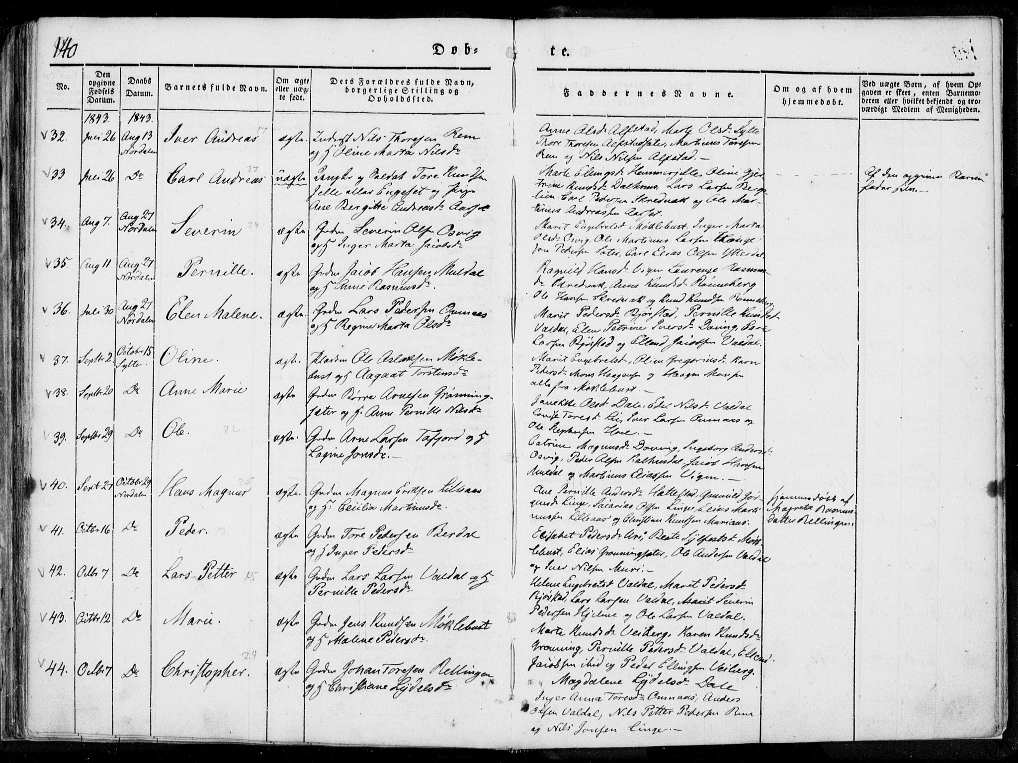 Ministerialprotokoller, klokkerbøker og fødselsregistre - Møre og Romsdal, SAT/A-1454/519/L0247: Parish register (official) no. 519A06, 1827-1846, p. 140