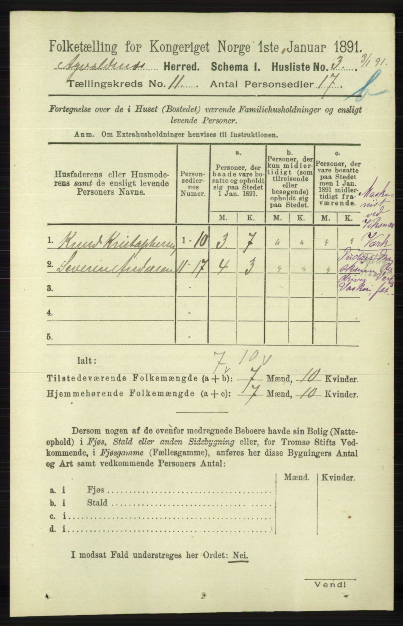 RA, 1891 census for 1147 Avaldsnes, 1891, p. 6169