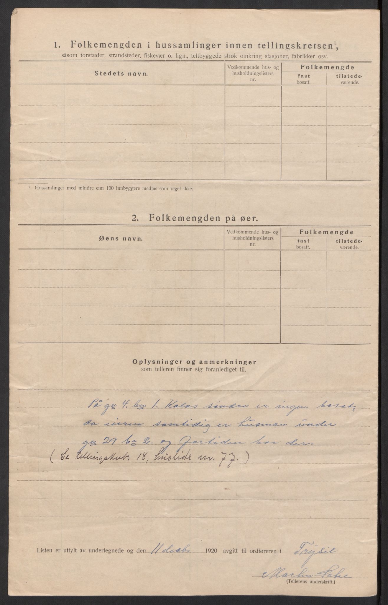 SAH, 1920 census for Trysil, 1920, p. 65