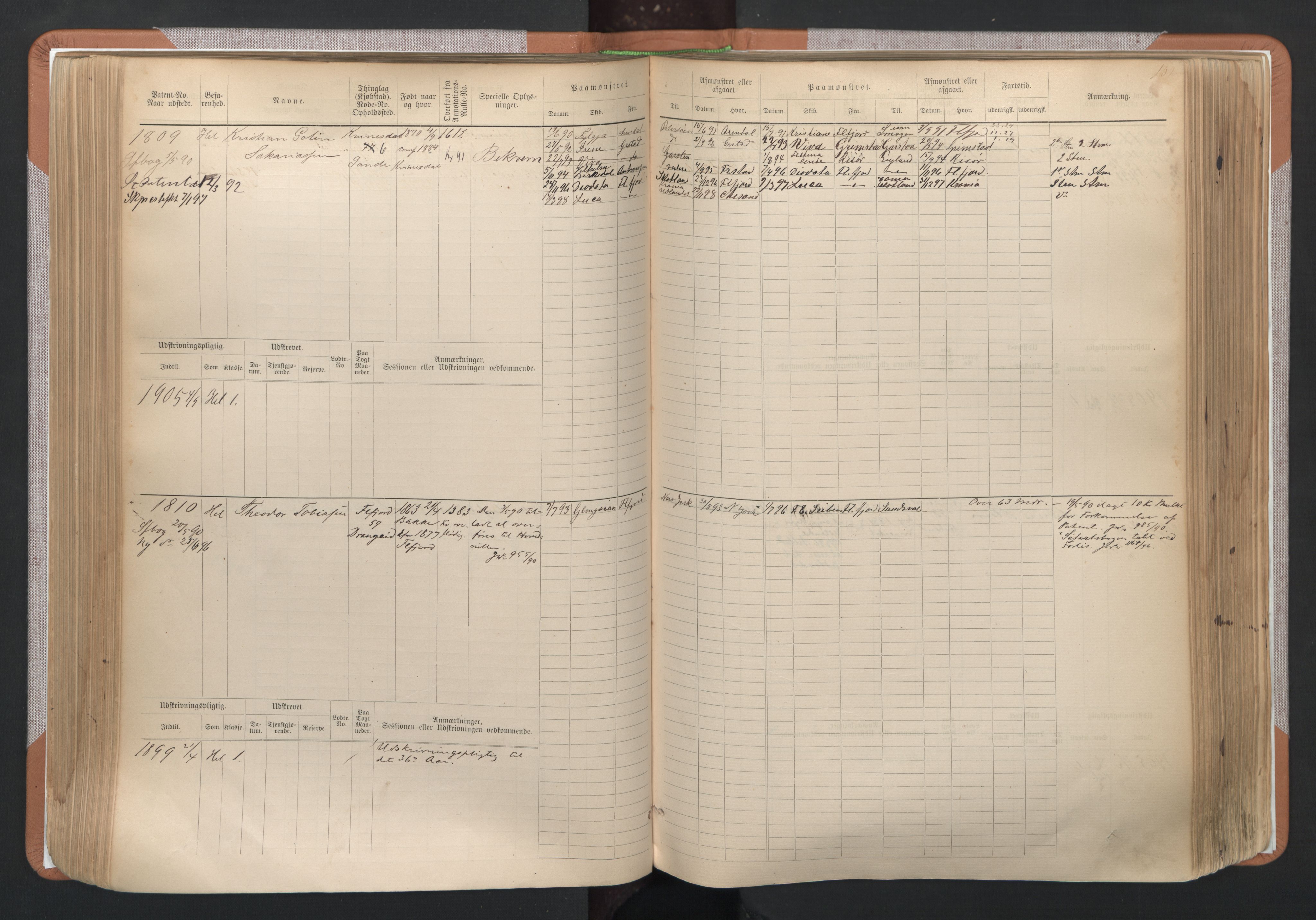 Flekkefjord mønstringskrets, SAK/2031-0018/F/Fb/L0003: Hovedrulle nr 1515-2326, N-6, 1885-1934, p. 154