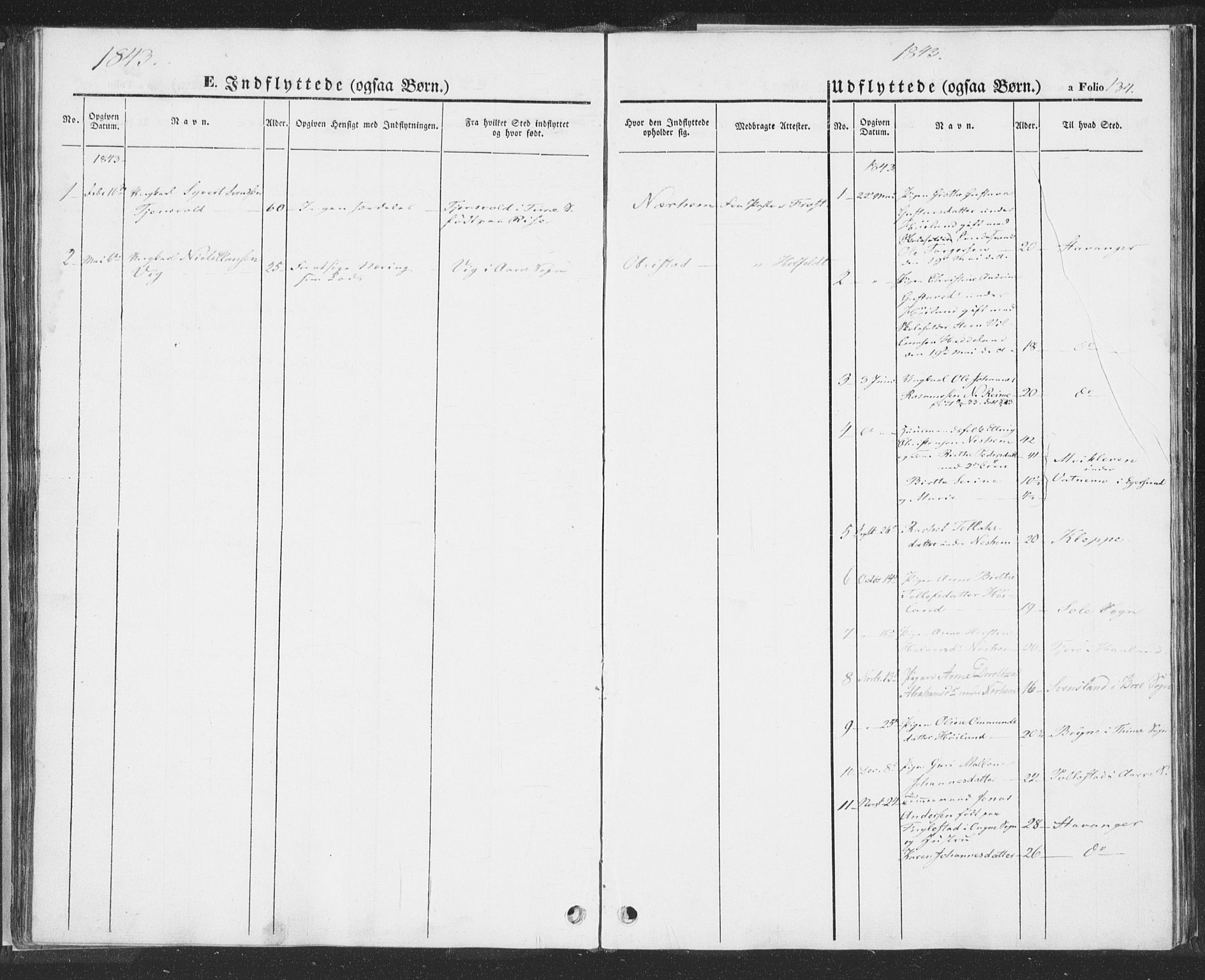Hå sokneprestkontor, SAST/A-101801/001/30BA/L0006: Parish register (official) no. A 5, 1842-1853, p. 134