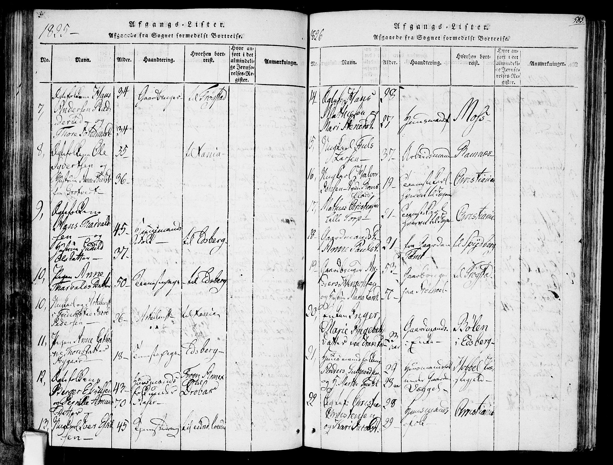 Askim prestekontor Kirkebøker, AV/SAO-A-10900/F/Fa/L0004: Parish register (official) no. 4, 1817-1846, p. 582-583