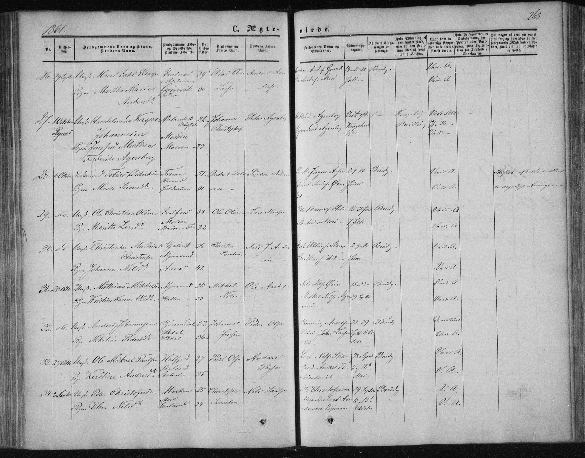 Ministerialprotokoller, klokkerbøker og fødselsregistre - Nordland, SAT/A-1459/820/L0293: Parish register (official) no. 820A14, 1855-1865, p. 263
