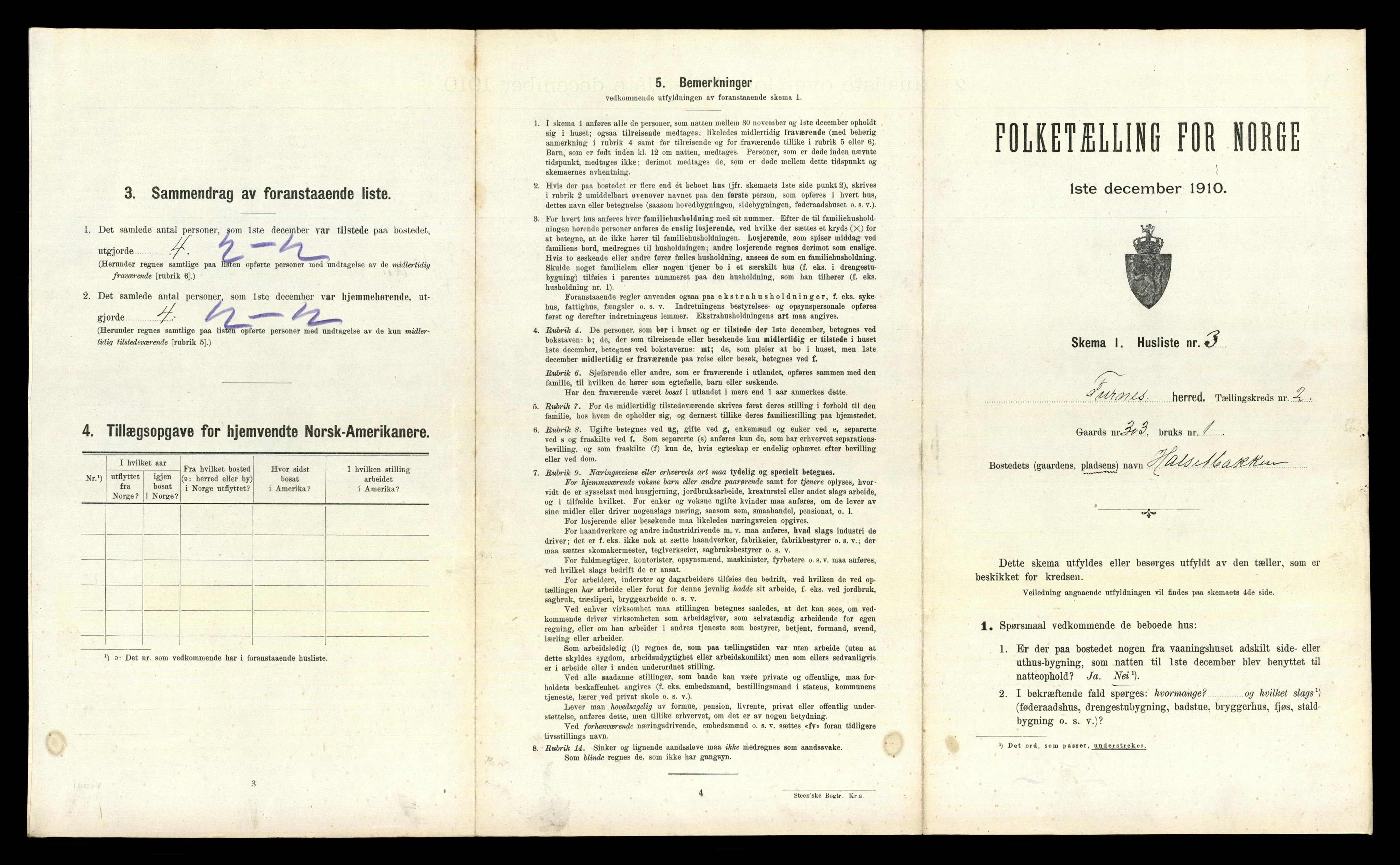 RA, 1910 census for Furnes, 1910, p. 320