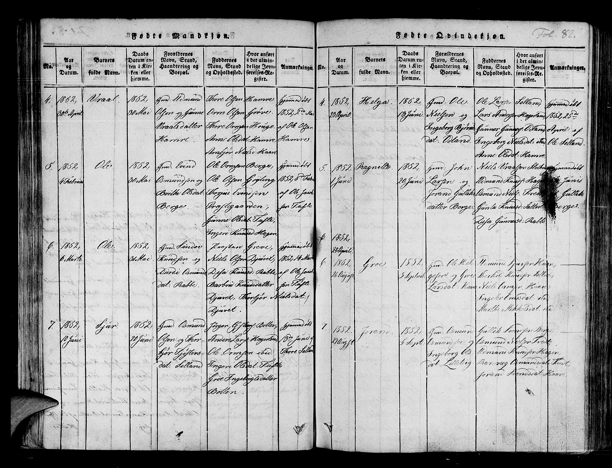 Røldal sokneprestembete, AV/SAB-A-100247: Parish register (official) no. A 2, 1817-1856, p. 82