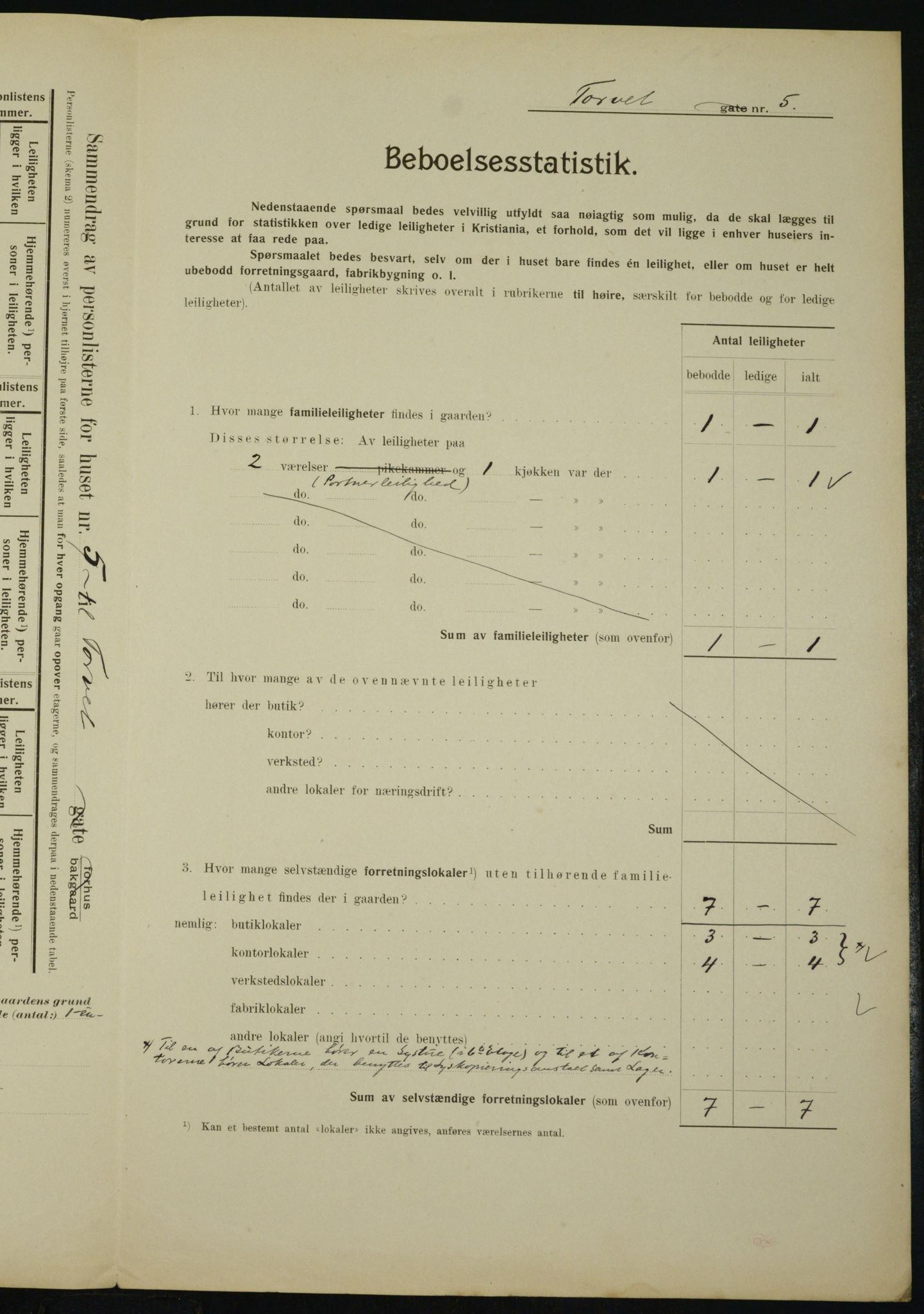 OBA, Municipal Census 1910 for Kristiania, 1910, p. 109305