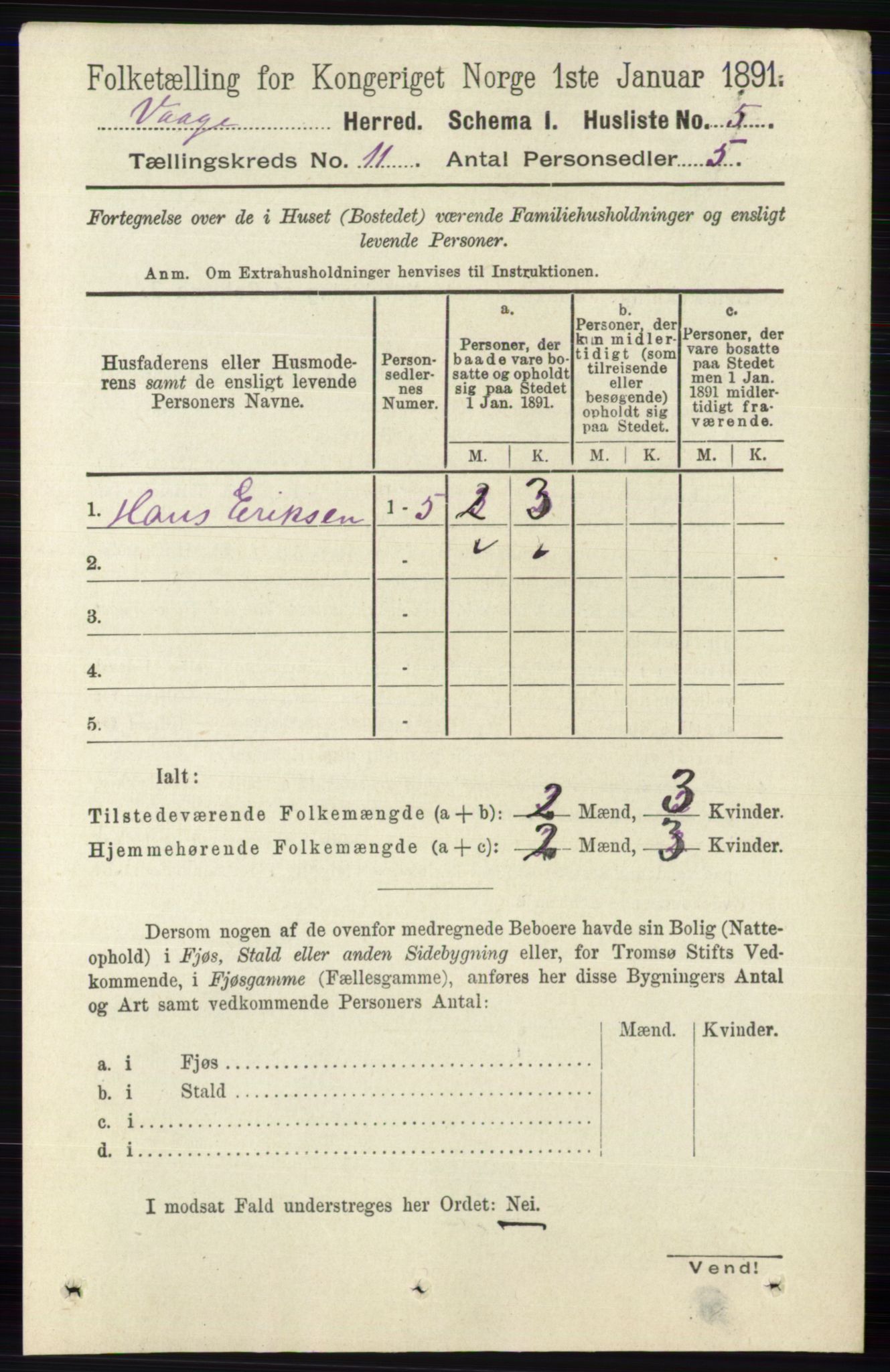 RA, 1891 census for 0515 Vågå, 1891, p. 6736