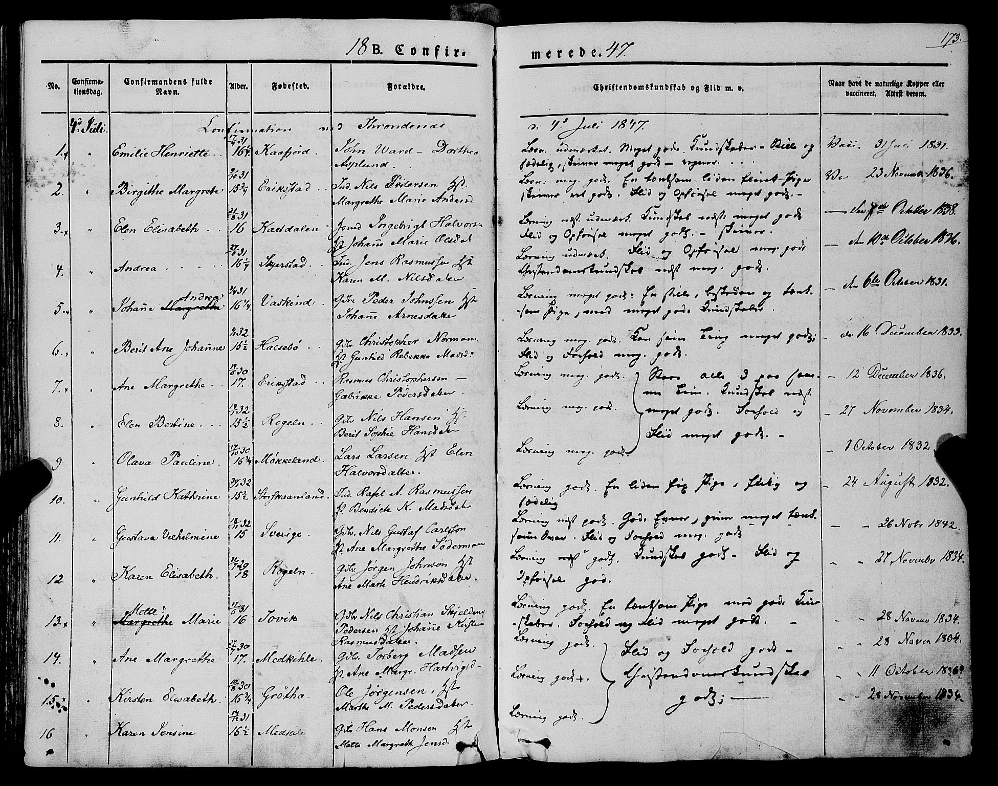 Trondenes sokneprestkontor, SATØ/S-1319/H/Ha/L0009kirke: Parish register (official) no. 9, 1841-1852, p. 173