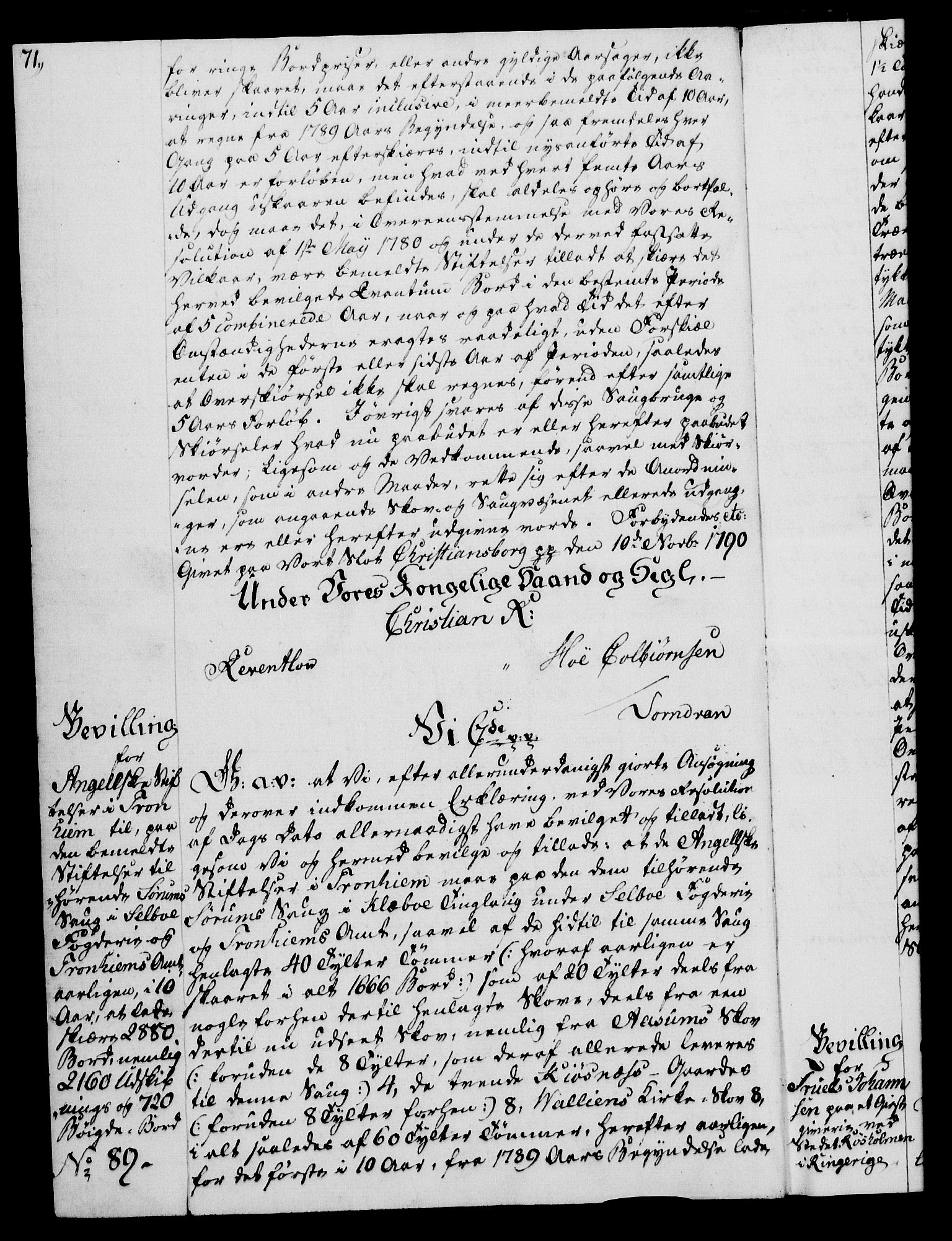 Rentekammeret, Kammerkanselliet, RA/EA-3111/G/Gg/Gga/L0015: Norsk ekspedisjonsprotokoll med register (merket RK 53.15), 1790-1791, p. 71