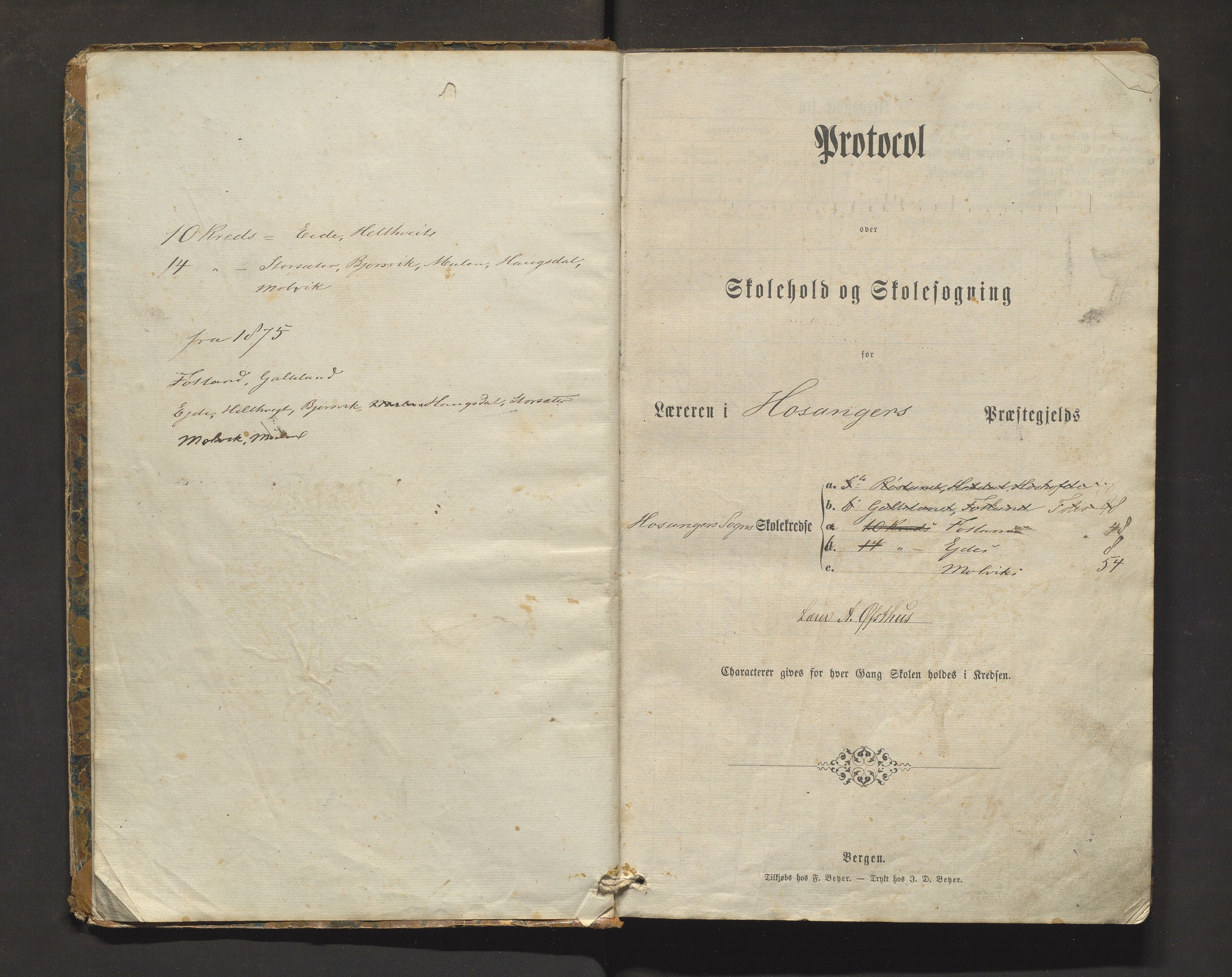 Hosanger kommune. Barneskulane, IKAH/1253a-231/F/Fb/L0006: Skuleprotokoll for Heldal, Fotland, Eide, Bjørsvik og Molvik krinsar, 1870-1896