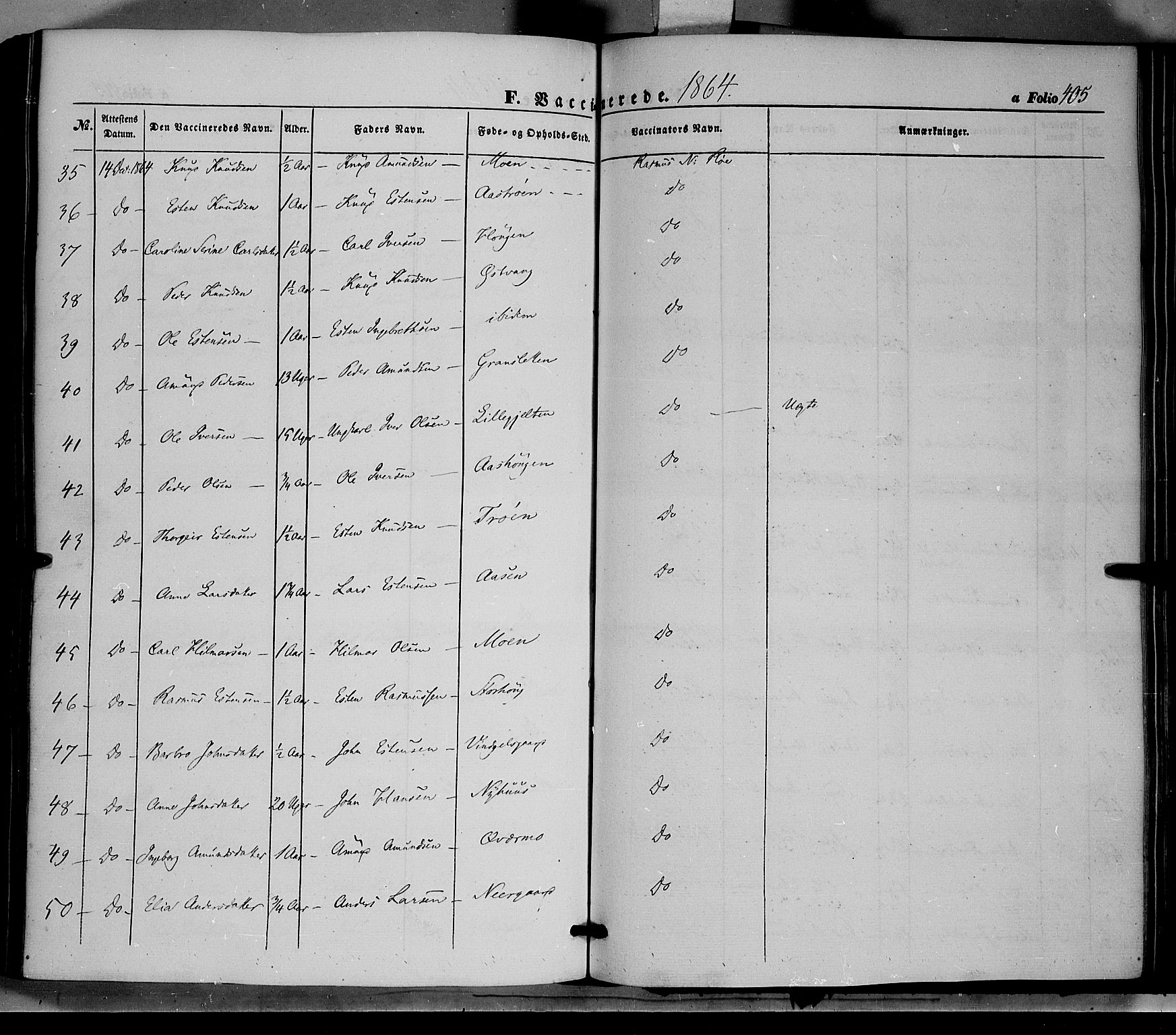 Tolga prestekontor, AV/SAH-PREST-062/K/L0006: Parish register (official) no. 6, 1852-1876, p. 405