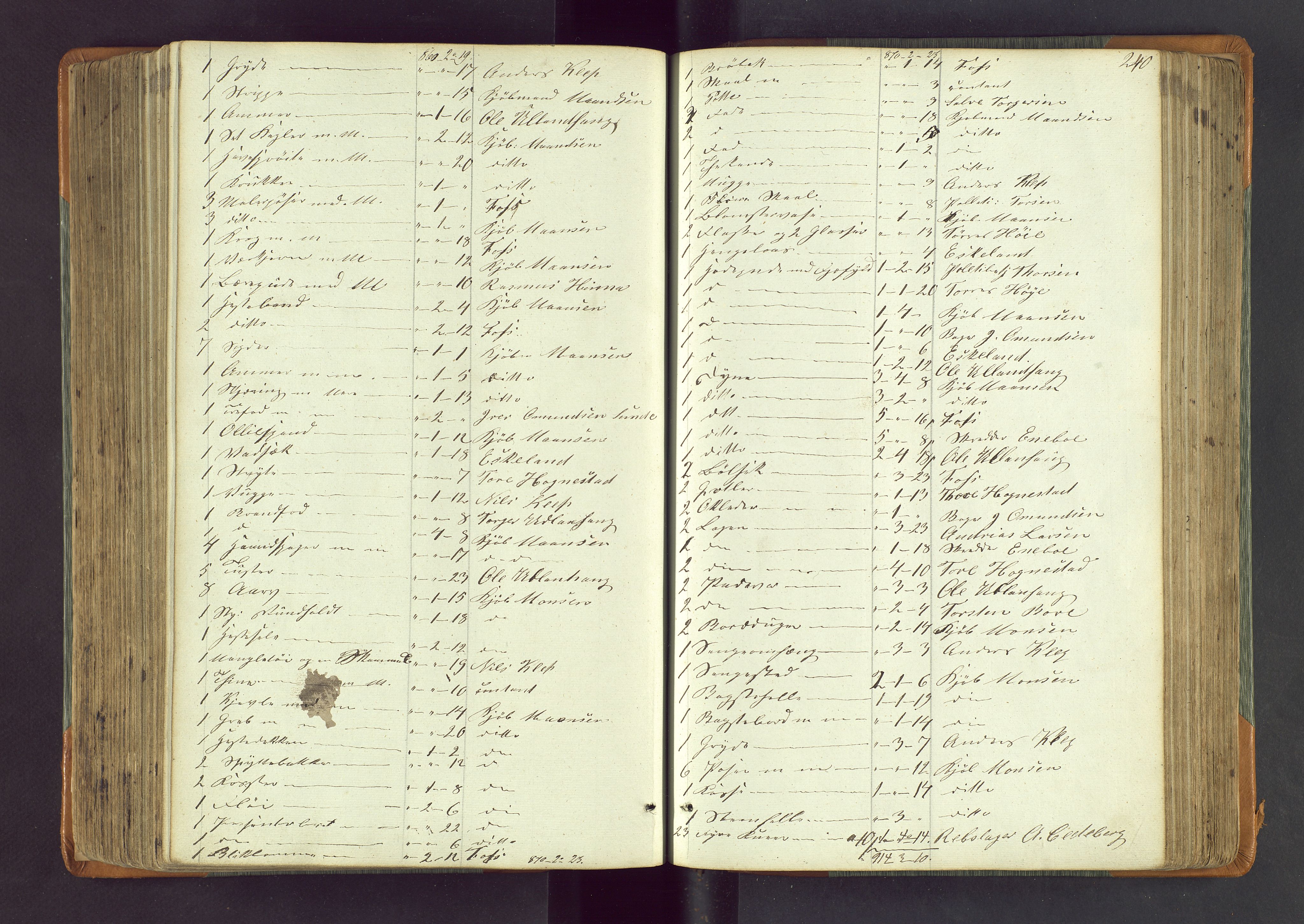 Stavanger byfogd, AV/SAST-A-101408/001/5/50/503BA/L0002: Registreringsprotokoll, 1846-1864, p. 240