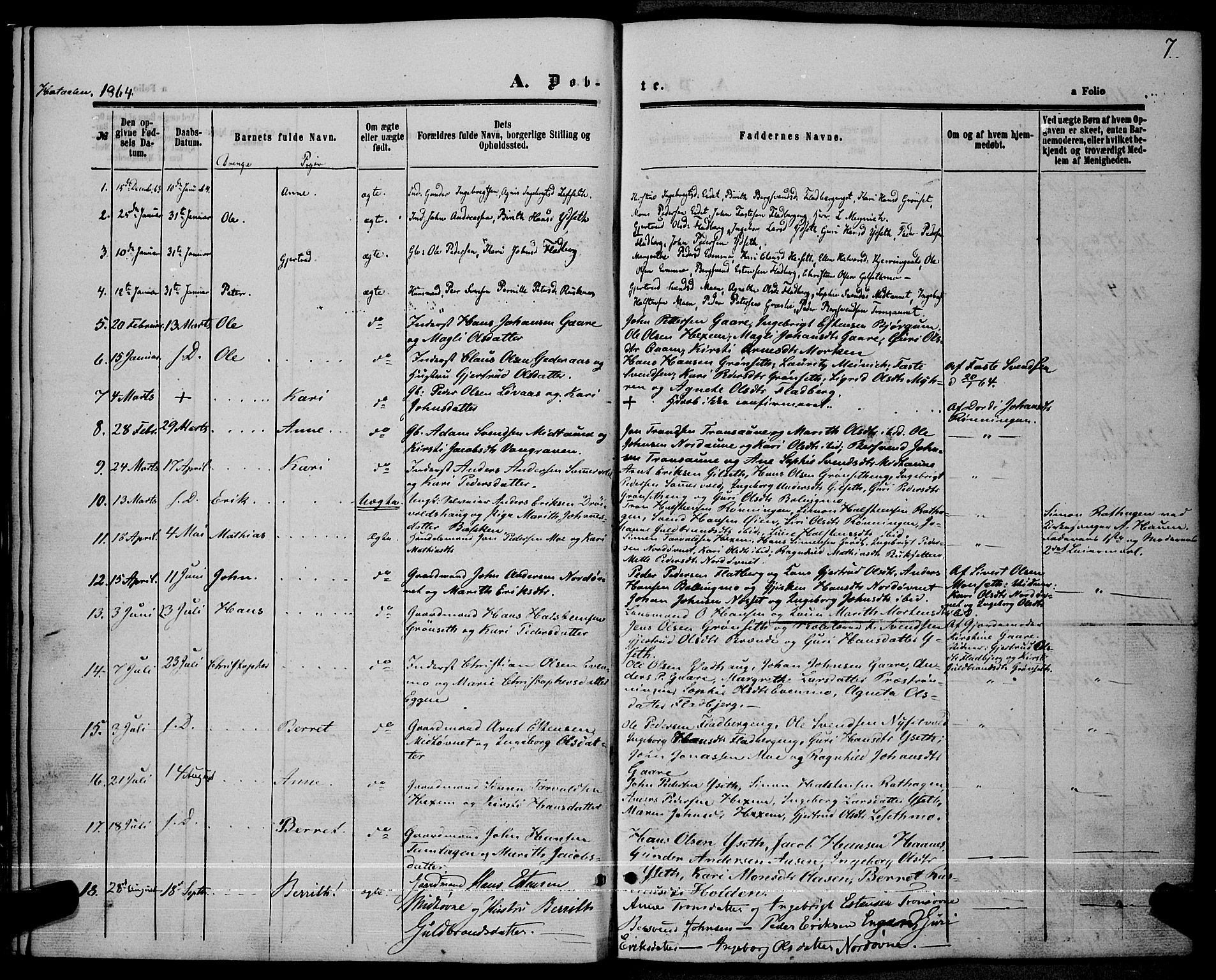 Ministerialprotokoller, klokkerbøker og fødselsregistre - Sør-Trøndelag, SAT/A-1456/685/L0966: Parish register (official) no. 685A07 /1, 1860-1869, p. 7