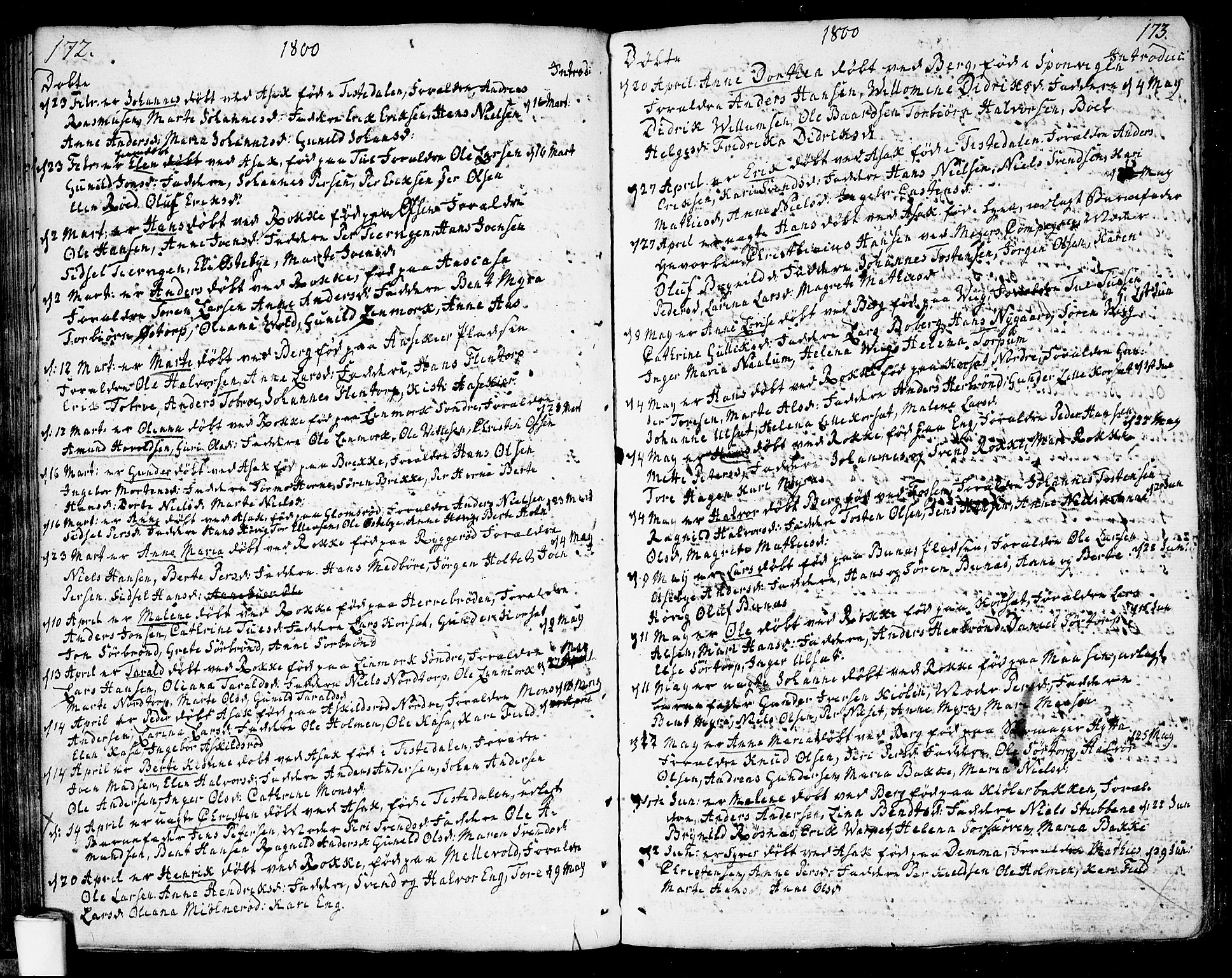 Berg prestekontor Kirkebøker, AV/SAO-A-10902/F/Fa/L0001: Parish register (official) no. I 1, 1770-1814, p. 172-173