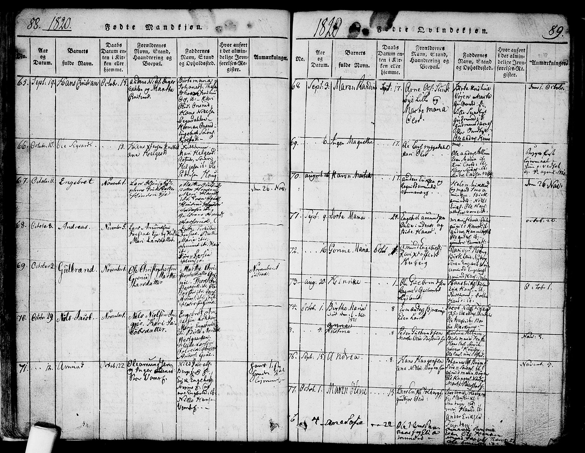 Nes prestekontor Kirkebøker, AV/SAO-A-10410/F/Fa/L0005: Parish register (official) no. I 5, 1815-1835, p. 88-89