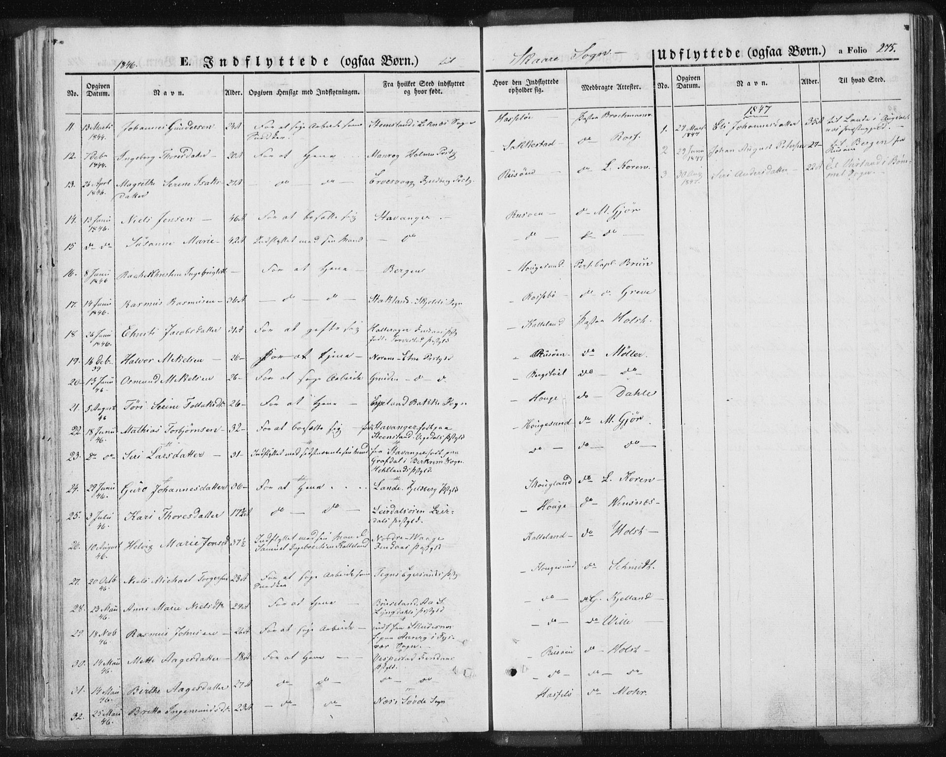 Torvastad sokneprestkontor, SAST/A -101857/H/Ha/Haa/L0006: Parish register (official) no. A 6, 1836-1847, p. 275
