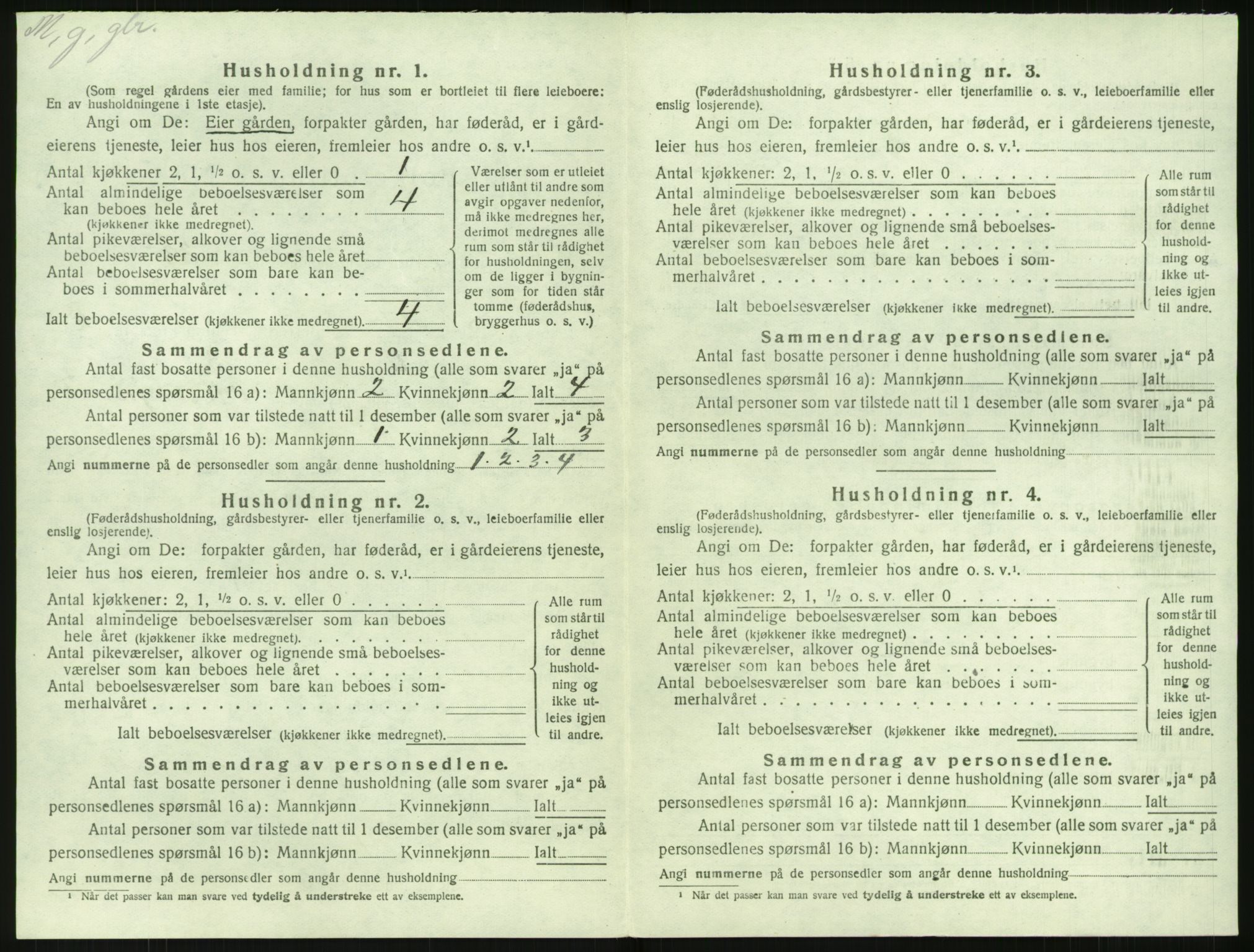 SAK, 1920 census for Holt, 1920, p. 227