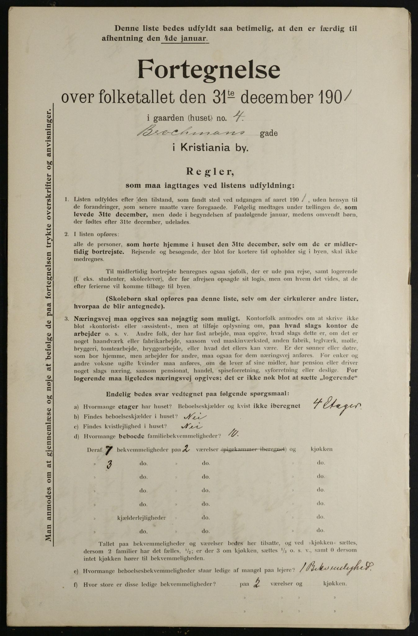 OBA, Municipal Census 1901 for Kristiania, 1901, p. 1615