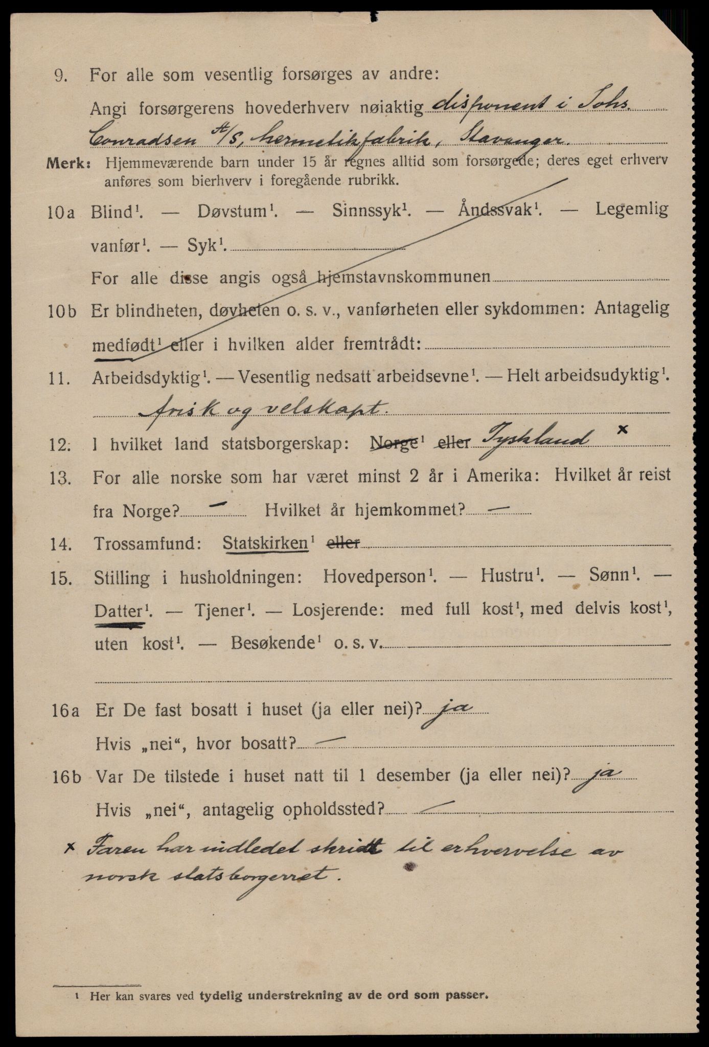 SAST, 1920 census for Stavanger, 1920, p. 108559