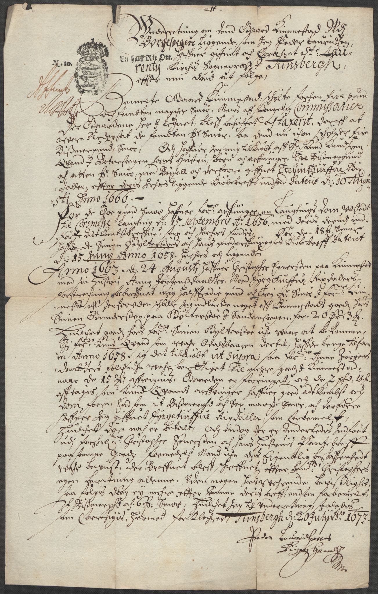 Riksarkivets diplomsamling, AV/RA-EA-5965/F15/L0024: Prestearkiv - Vestfold, 1619-1681, p. 224