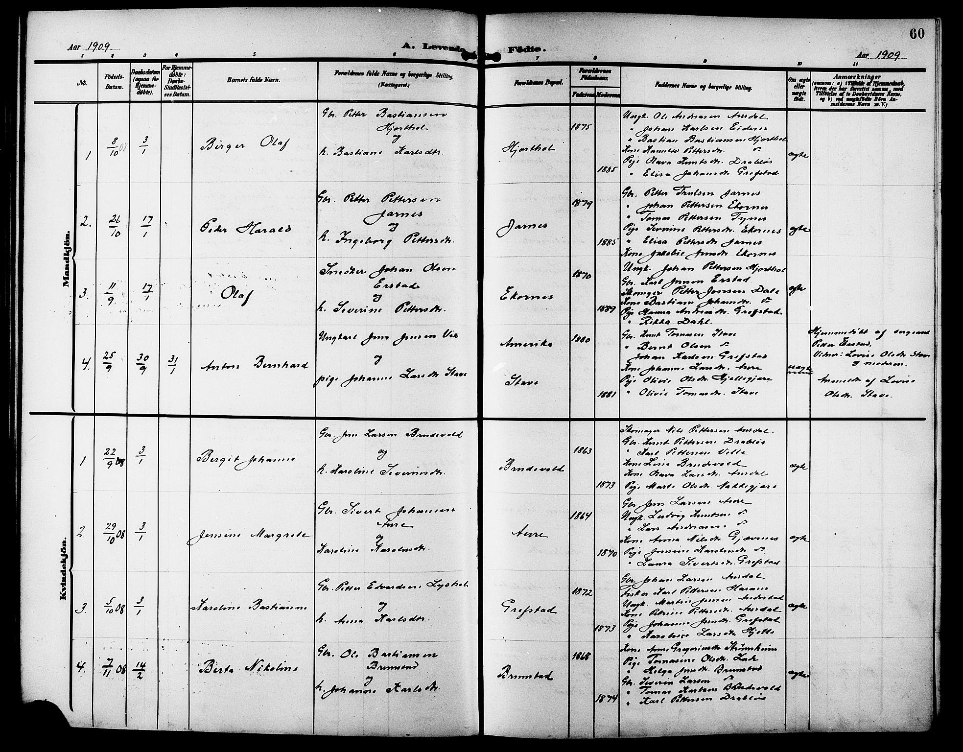 Ministerialprotokoller, klokkerbøker og fødselsregistre - Møre og Romsdal, SAT/A-1454/523/L0341: Parish register (copy) no. 523C04, 1903-1916, p. 60