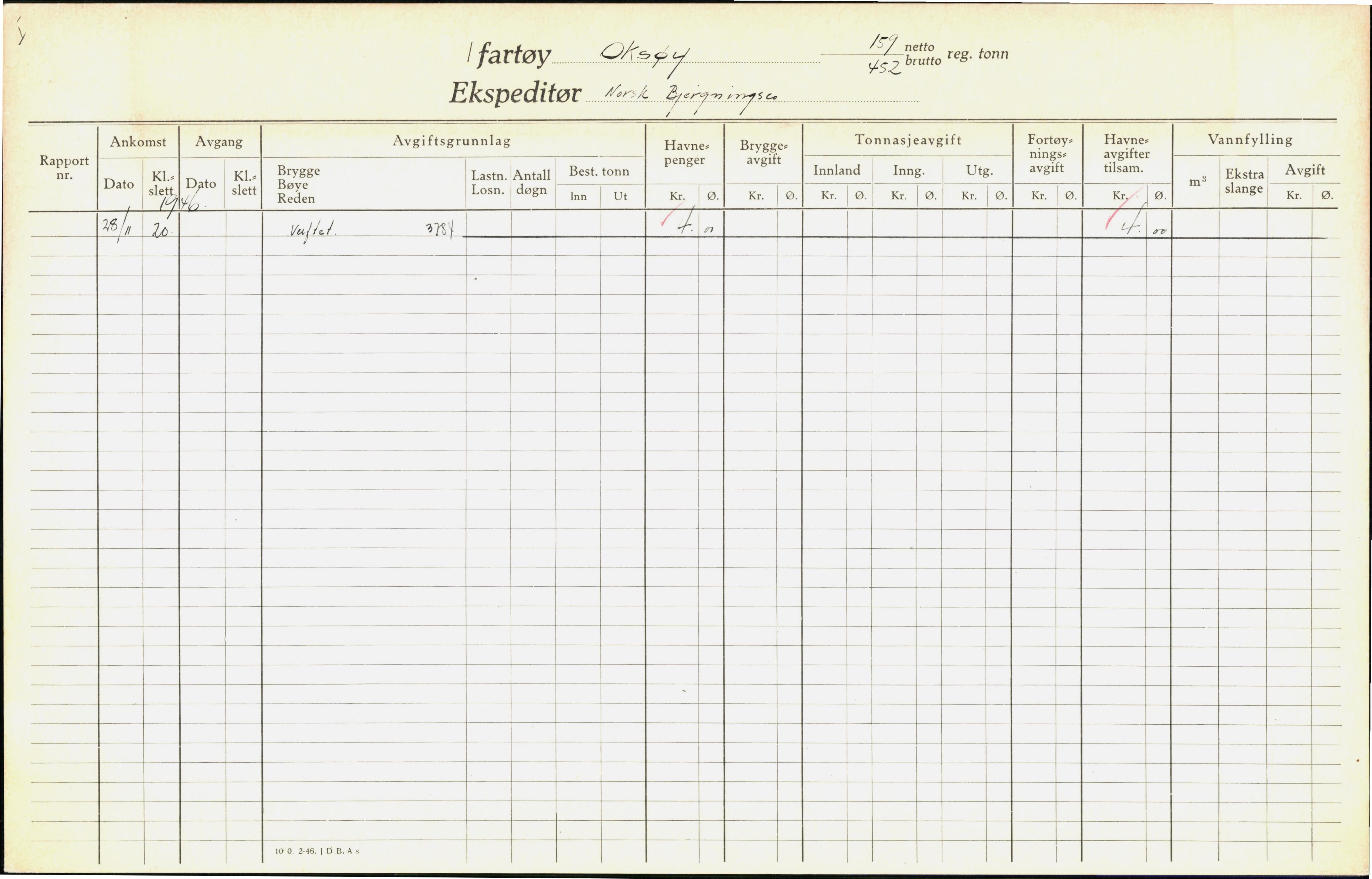 Bergen kommune. Havnekontor/havnefogd, BBA/A-0742/H/Ha/Hac/L0042: Skipsregister Oksøy-Ovoll, 1941-1975