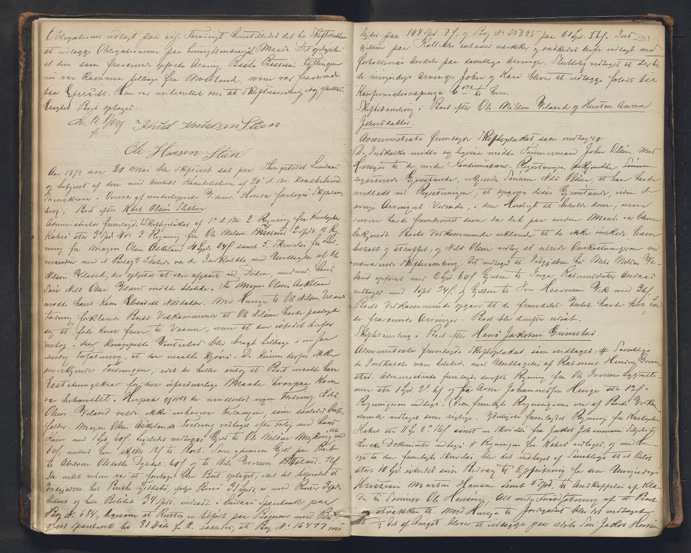 Nordhordland sorenskrivar, AV/SAB-A-2901/1/H/Hc/L0002: Skifteforhandlingsprotokollar, 1871-1878, p. 20