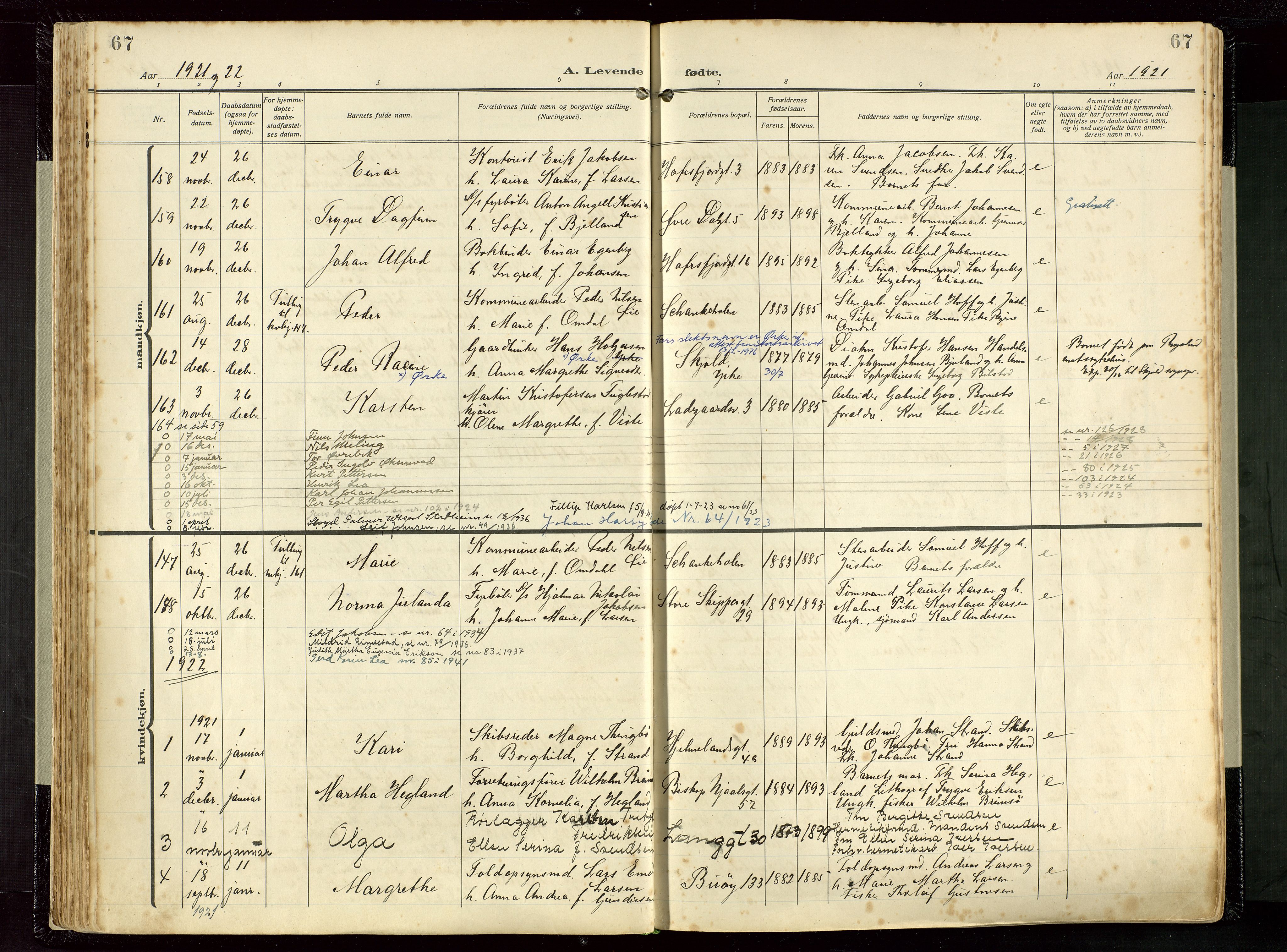 St. Petri sokneprestkontor, AV/SAST-A-101813/002/D/L0001: Parish register (official) no. A 26, 1918-1937, p. 67