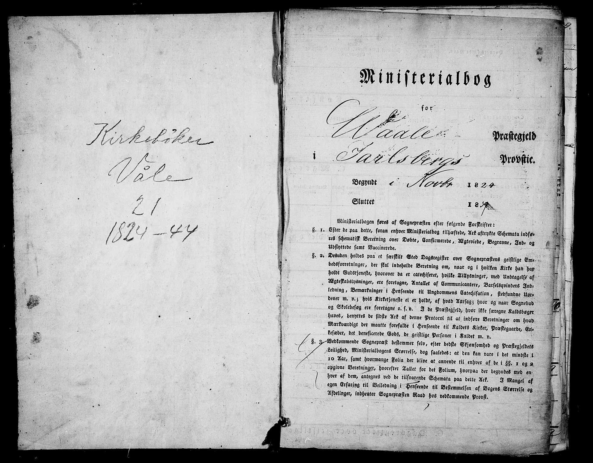 Våle kirkebøker, AV/SAKO-A-334/F/Fa/L0008: Parish register (official) no. I 8, 1824-1844