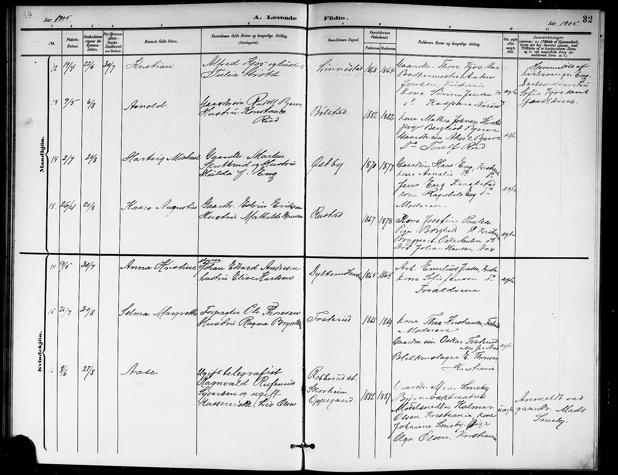 Ås prestekontor Kirkebøker, SAO/A-10894/G/Ga/L0004: Parish register (copy) no. I 4, 1901-1915, p. 32