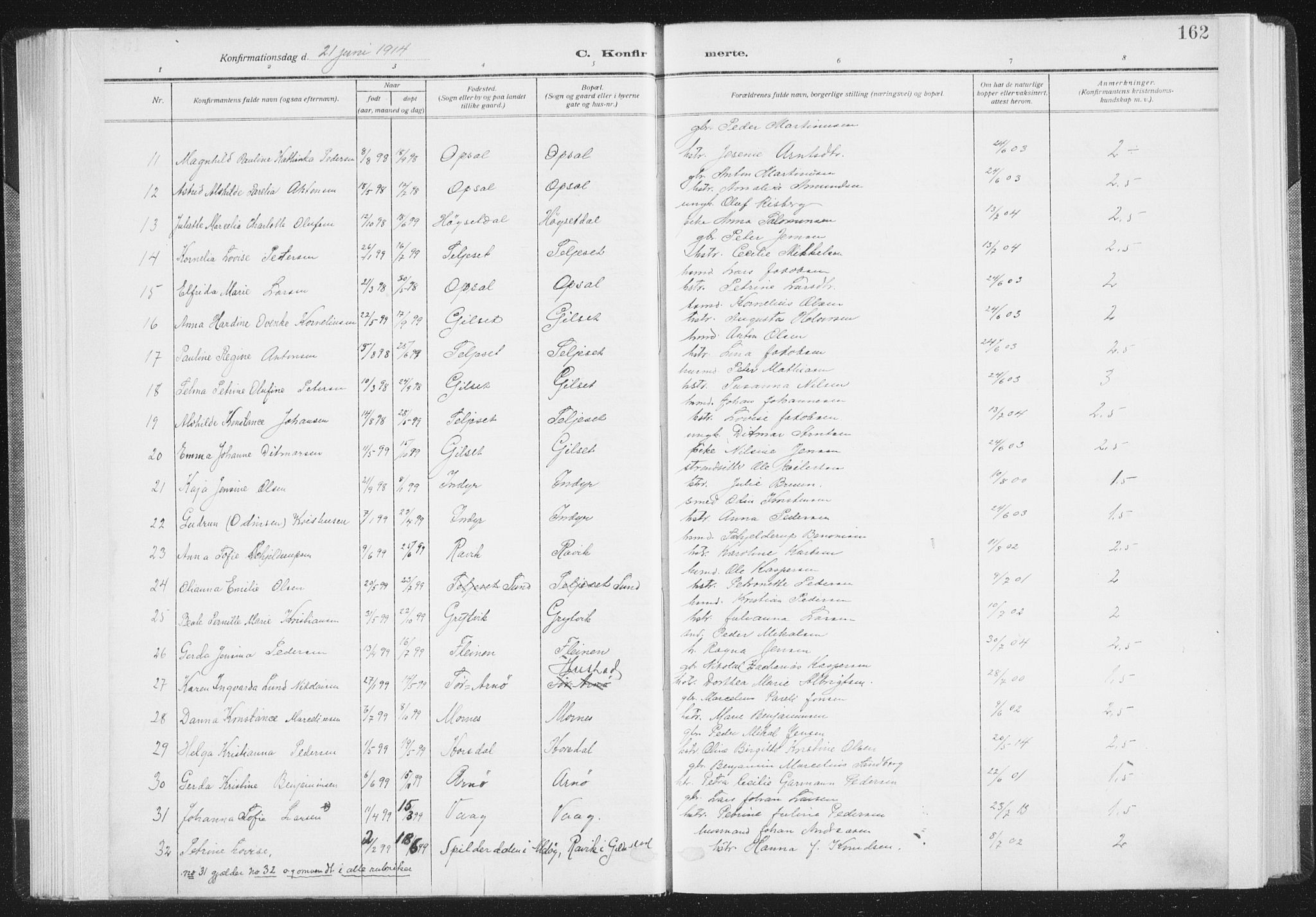 Ministerialprotokoller, klokkerbøker og fødselsregistre - Nordland, AV/SAT-A-1459/805/L0104: Parish register (official) no. 805A09, 1909-1926, p. 162