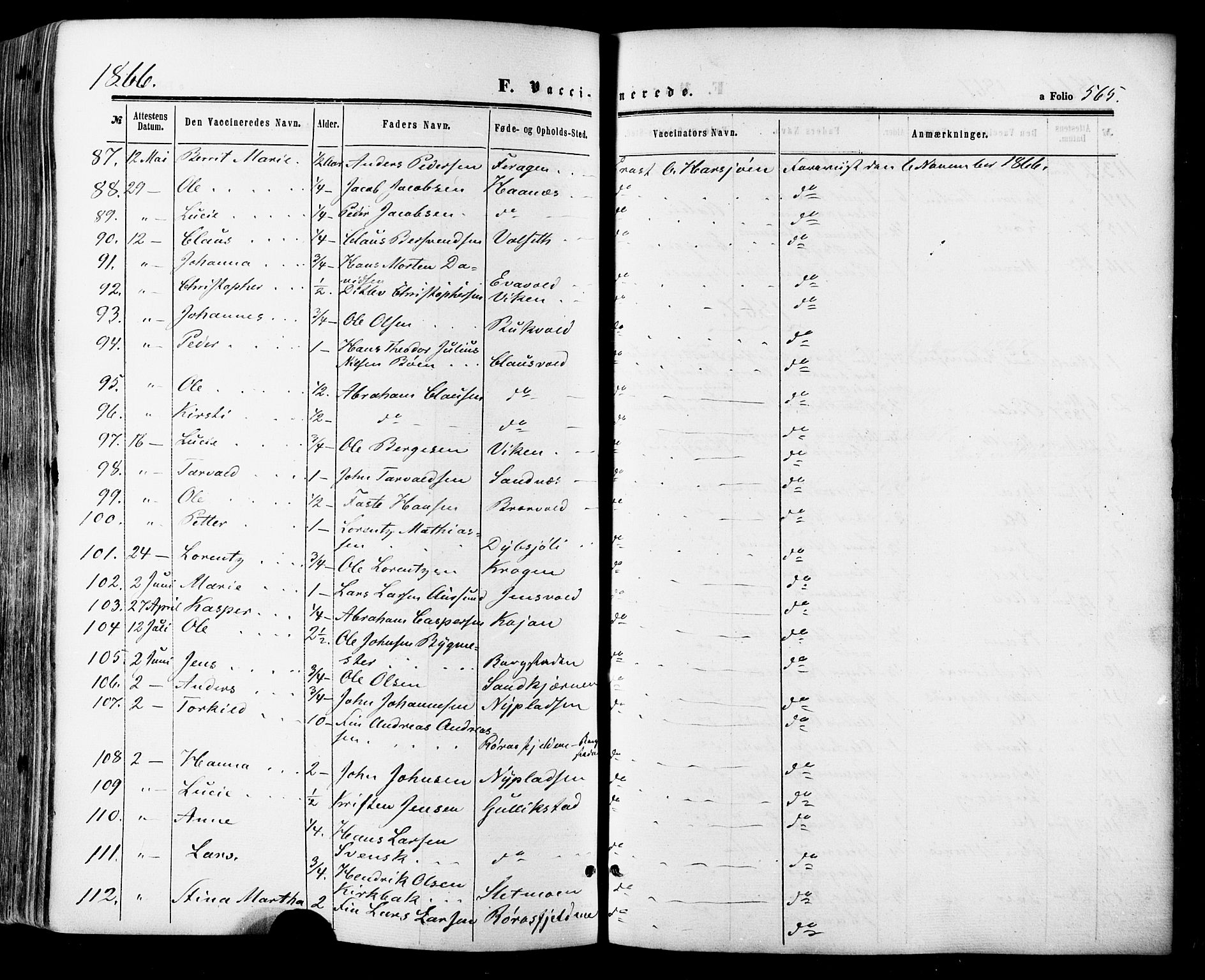 Ministerialprotokoller, klokkerbøker og fødselsregistre - Sør-Trøndelag, AV/SAT-A-1456/681/L0932: Parish register (official) no. 681A10, 1860-1878, p. 565