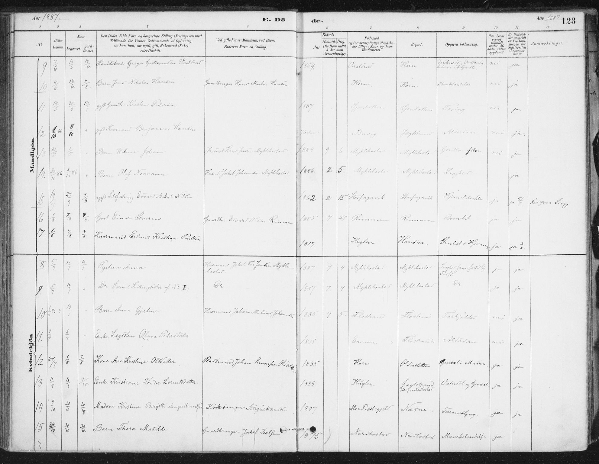 Ministerialprotokoller, klokkerbøker og fødselsregistre - Nordland, AV/SAT-A-1459/838/L0553: Parish register (official) no. 838A11, 1880-1910, p. 123