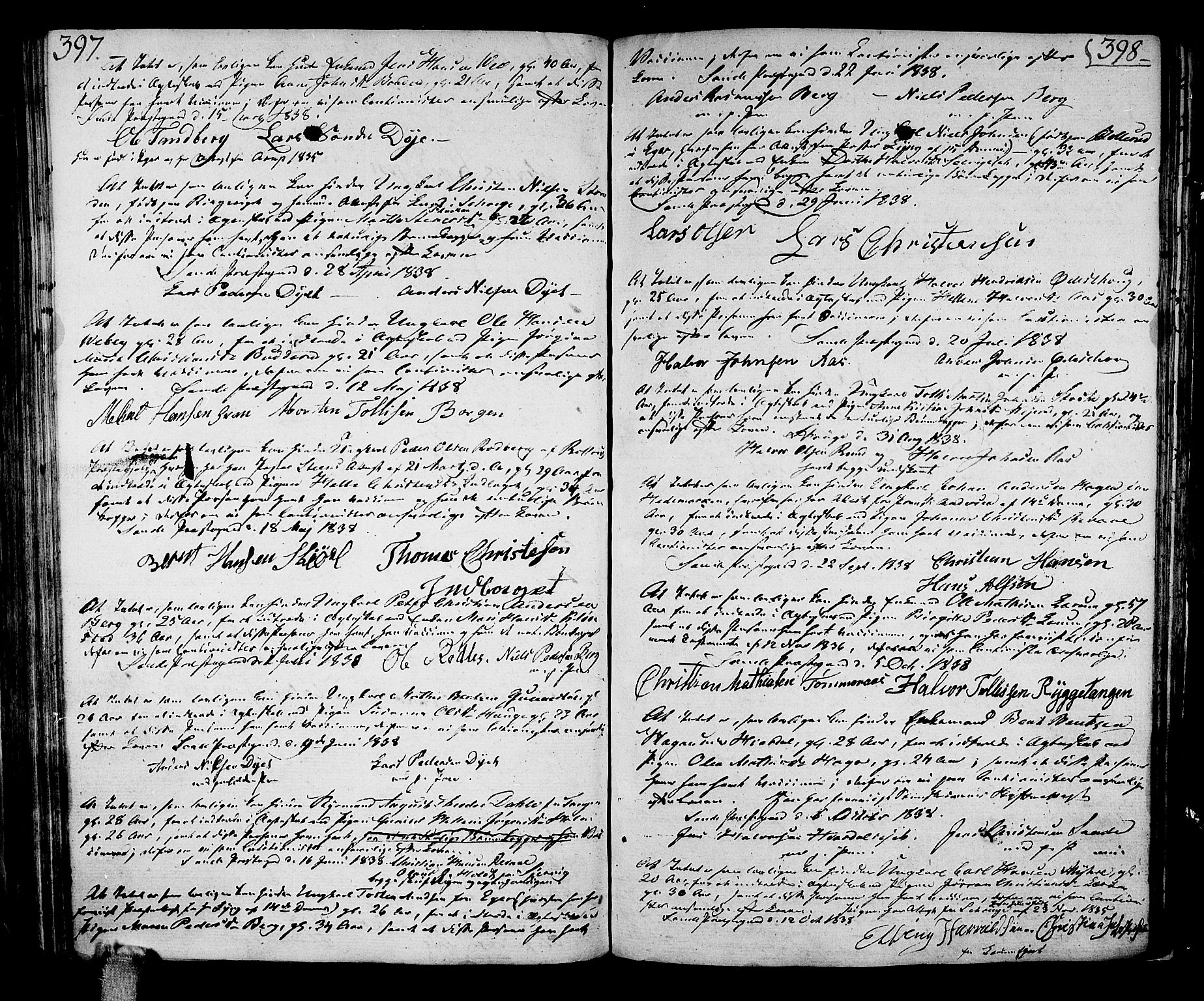 Sande Kirkebøker, AV/SAKO-A-53/F/Fa/L0002: Parish register (official) no. 2, 1804-1814, p. 397-398