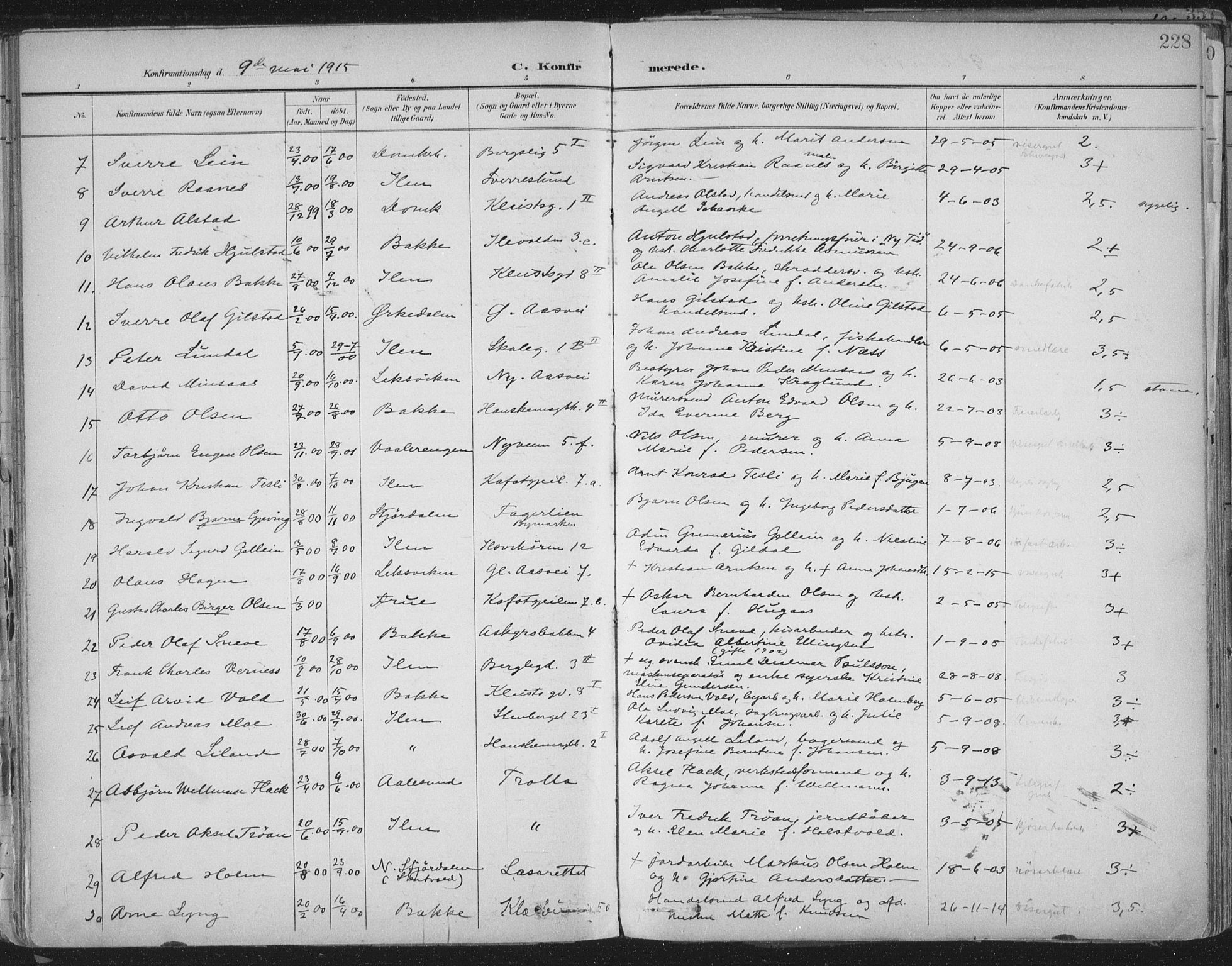 Ministerialprotokoller, klokkerbøker og fødselsregistre - Sør-Trøndelag, SAT/A-1456/603/L0167: Parish register (official) no. 603A06, 1896-1932, p. 228