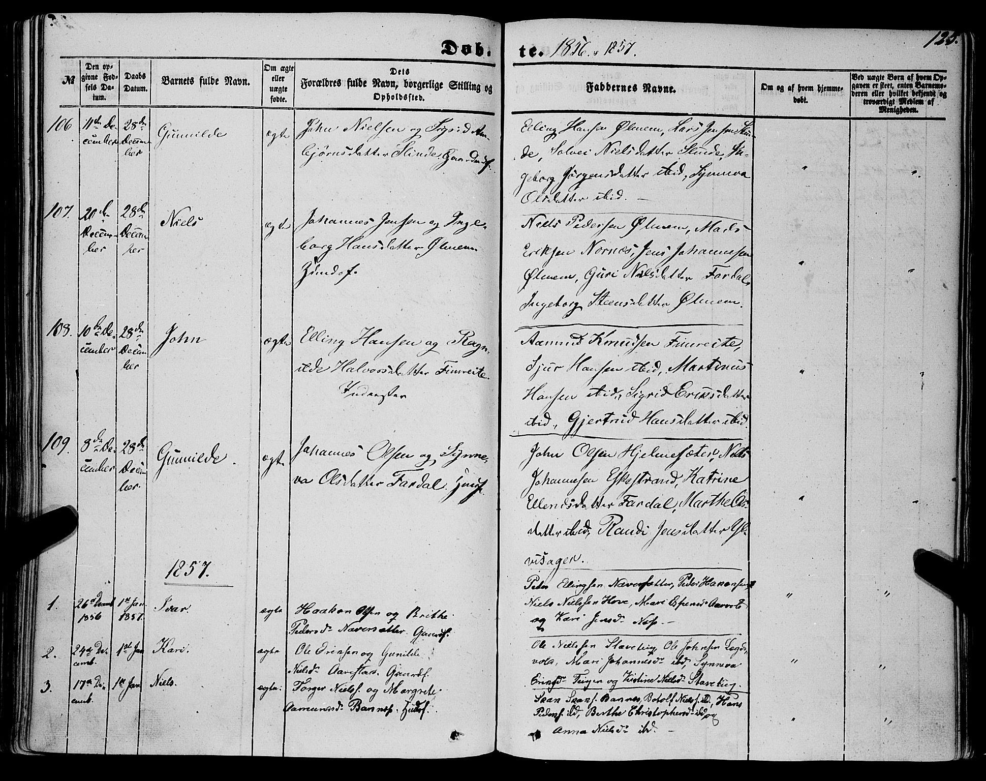 Sogndal sokneprestembete, SAB/A-81301/H/Haa/Haaa/L0012I: Parish register (official) no. A 12I, 1847-1859, p. 125