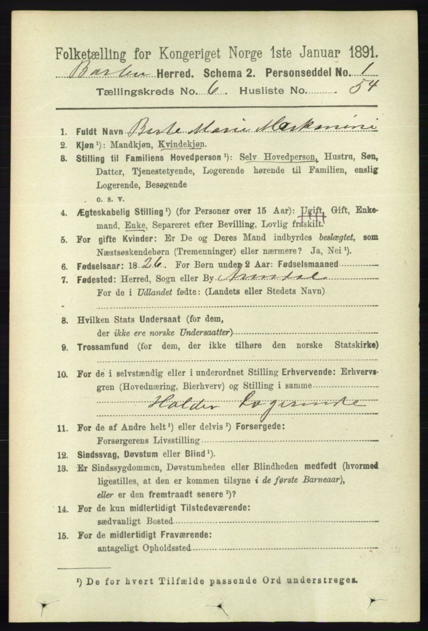 RA, 1891 census for 0990 Barbu, 1891, p. 4828