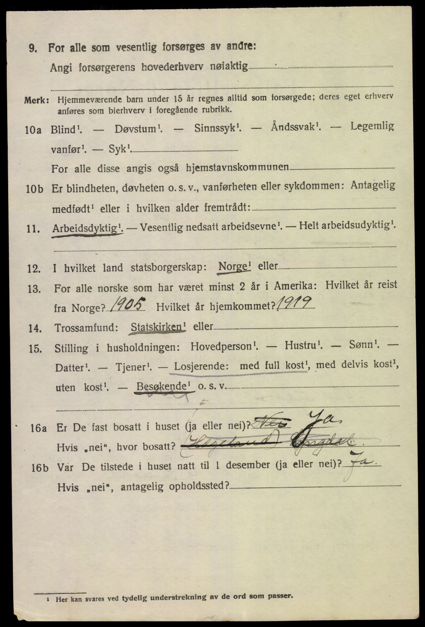 SAK, 1920 census for Lyngdal, 1920, p. 3974