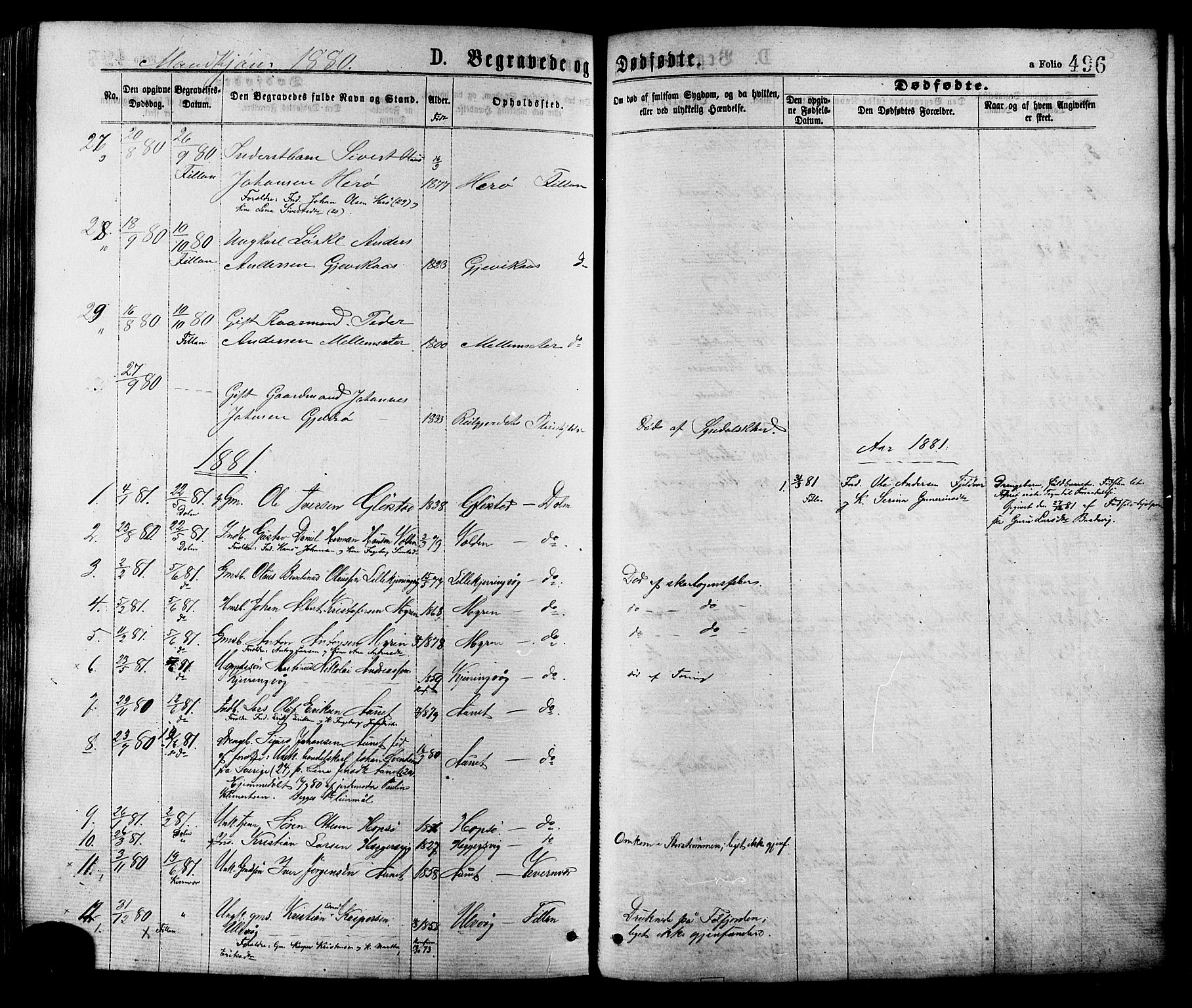 Ministerialprotokoller, klokkerbøker og fødselsregistre - Sør-Trøndelag, SAT/A-1456/634/L0532: Parish register (official) no. 634A08, 1871-1881, p. 496