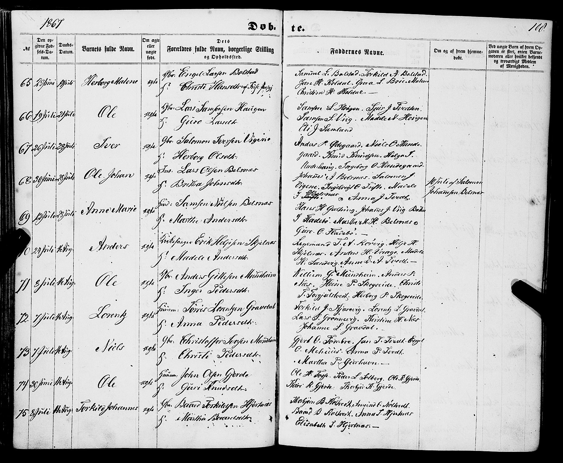 Strandebarm sokneprestembete, SAB/A-78401/H/Haa: Parish register (official) no. A 8, 1858-1872, p. 108